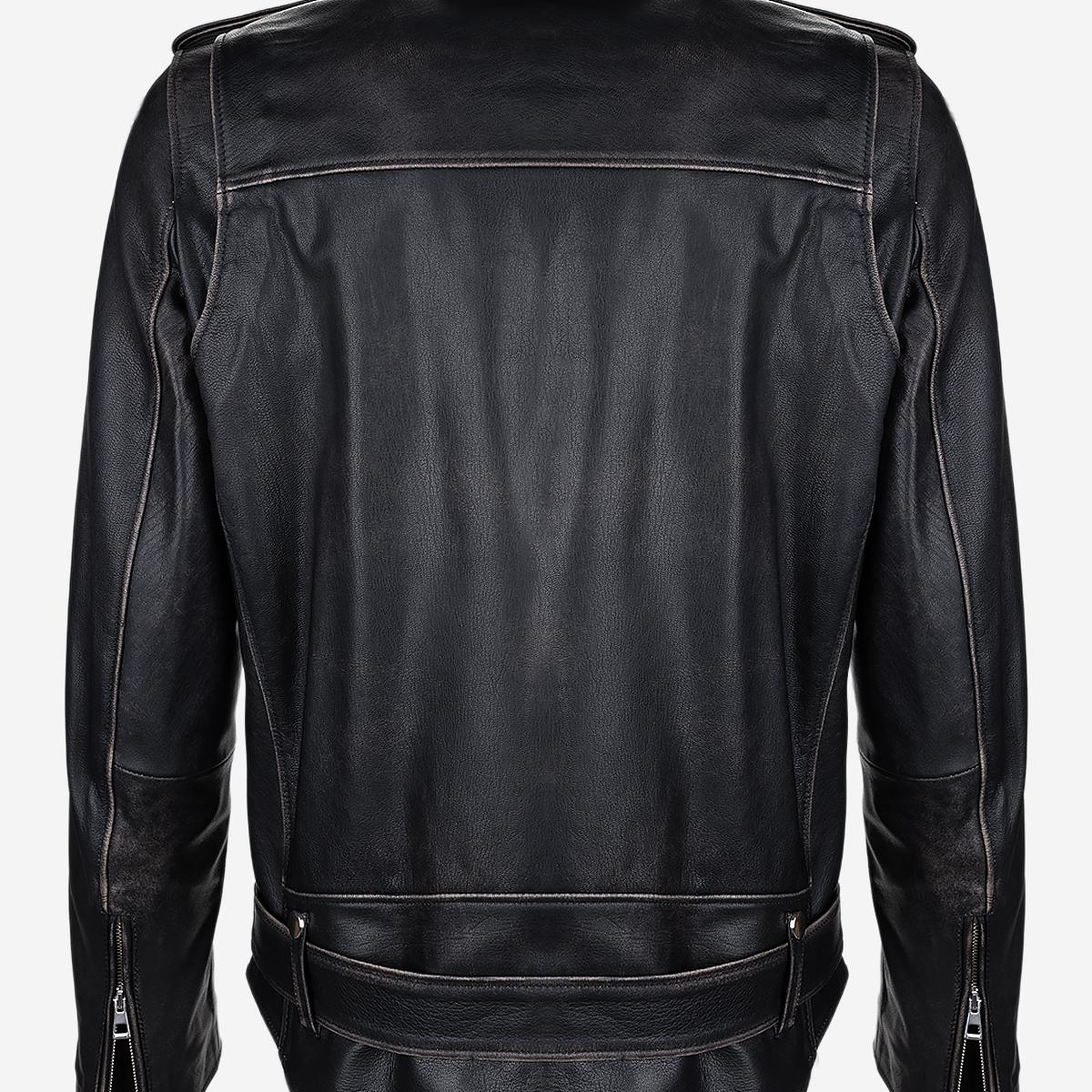 Valmenti Erkek Hakiki Deri Siyah Eskitme Deri Mont