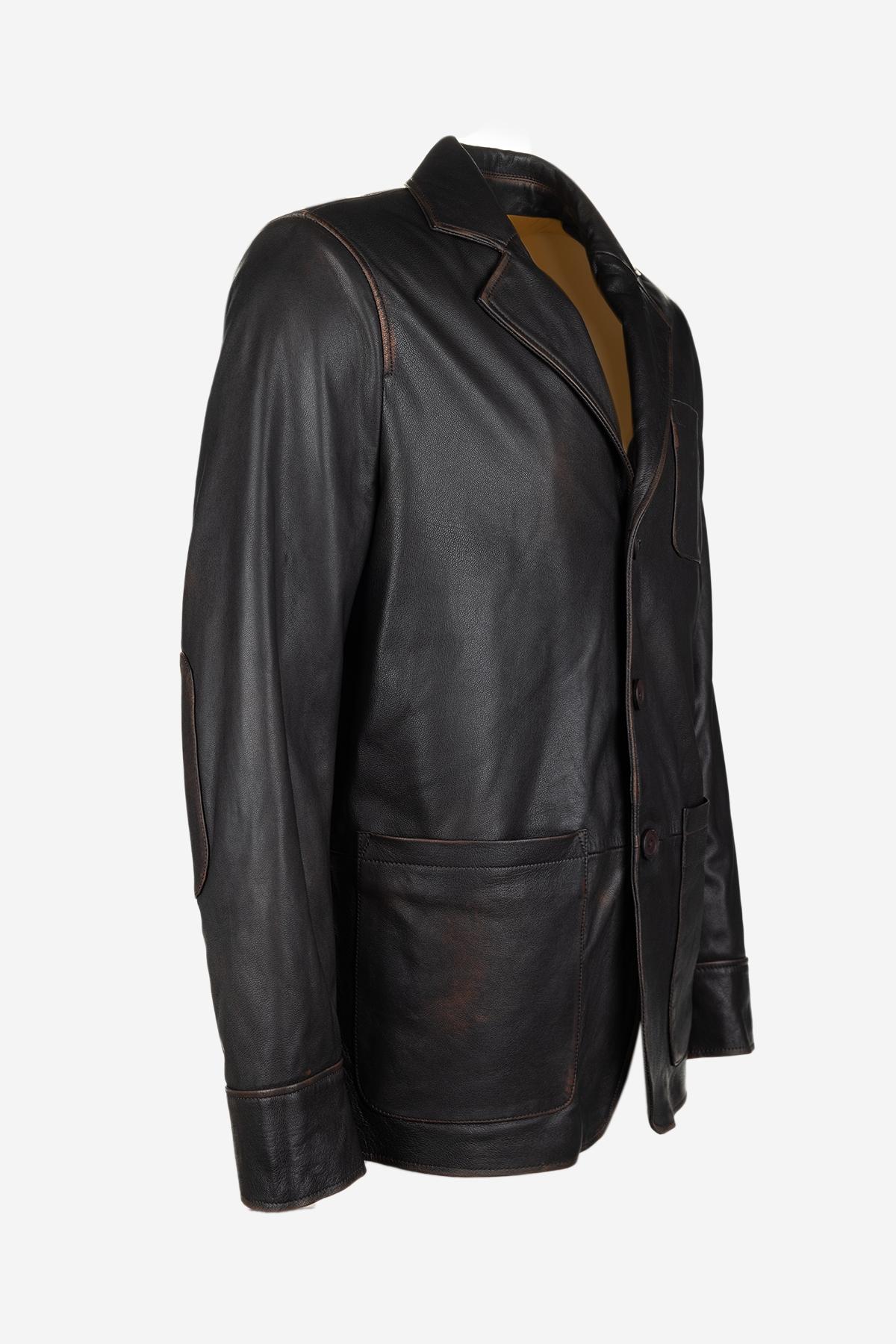 Valmenti Erkek Hakiki Deri Kızıl Eskitme Deri Mont