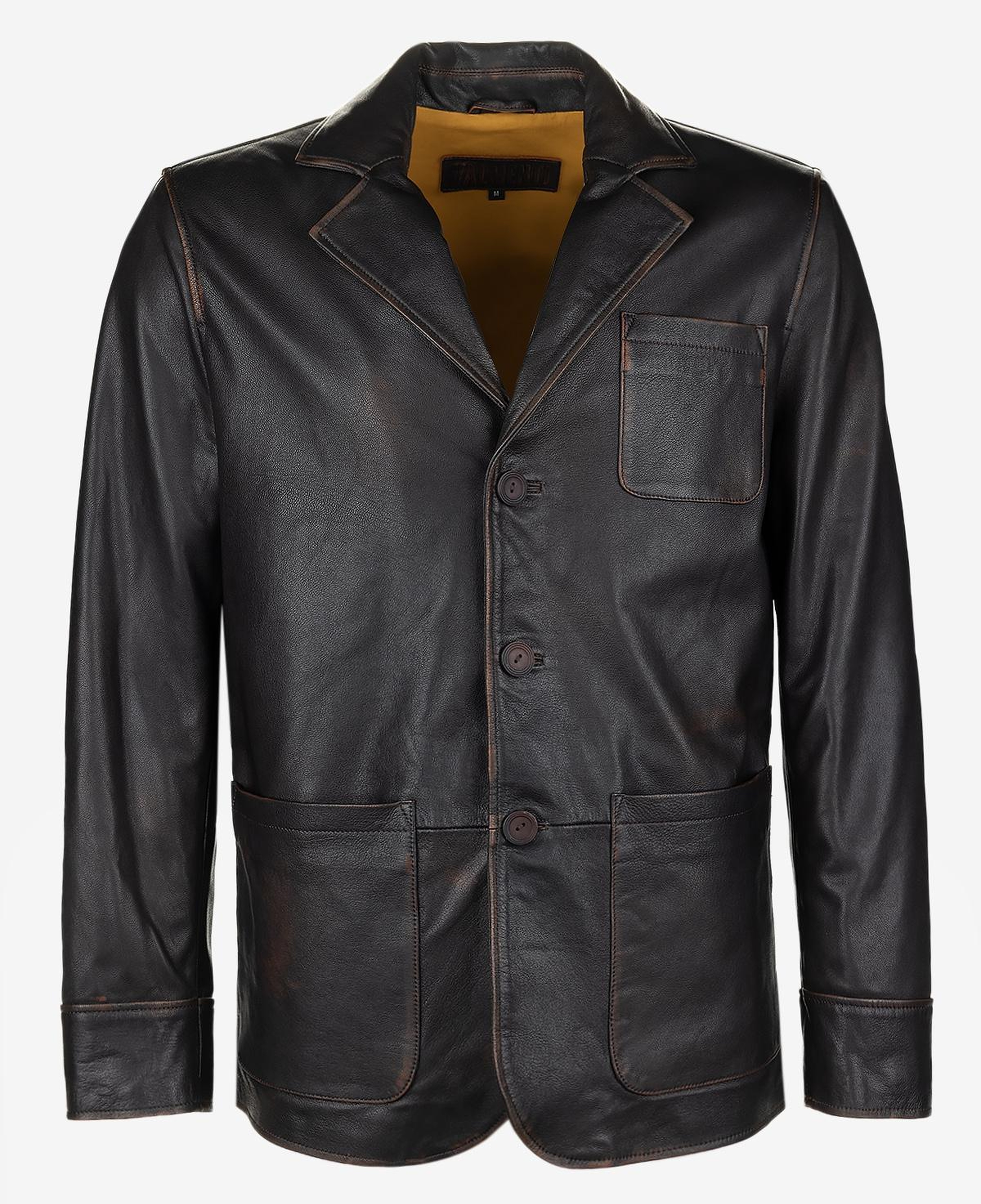 Valmenti Erkek Hakiki Deri Kızıl Eskitme Deri Mont