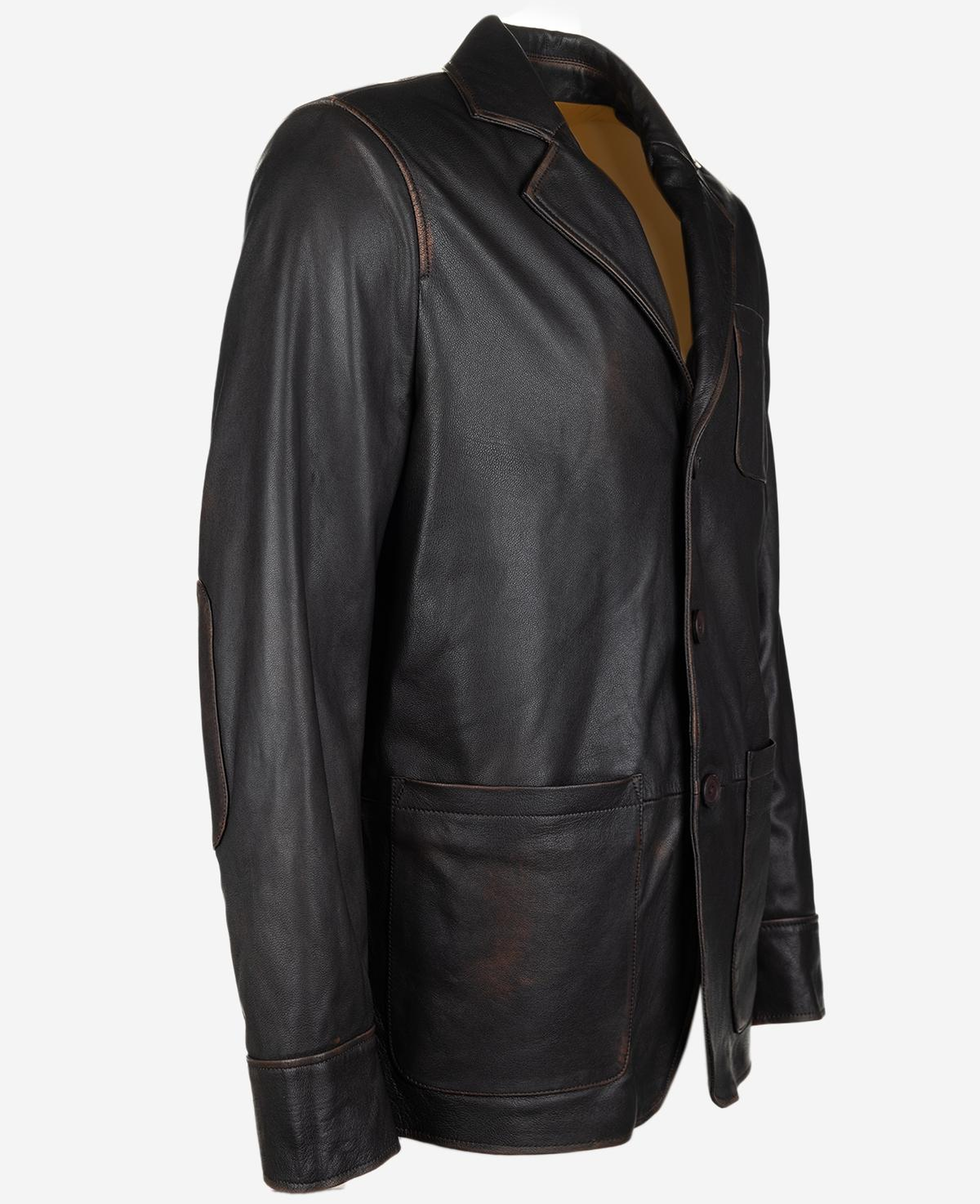 Valmenti Erkek Hakiki Deri Kızıl Eskitme Deri Mont