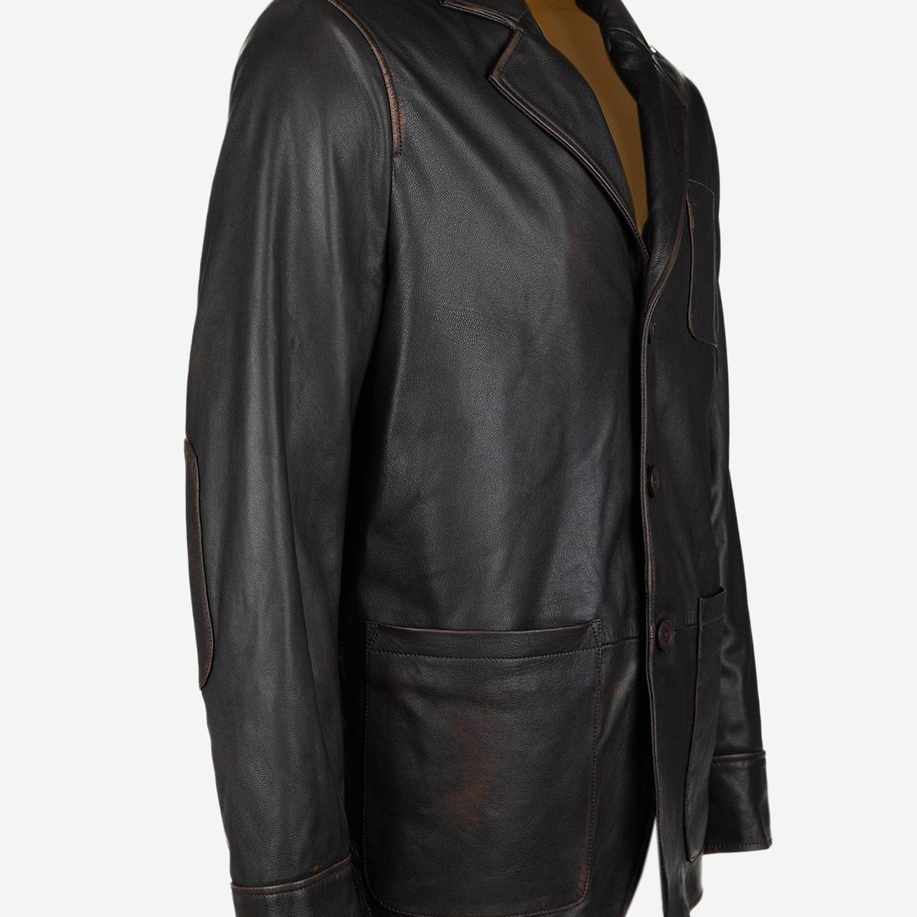 Valmenti Erkek Hakiki Deri Kızıl Eskitme Deri Mont