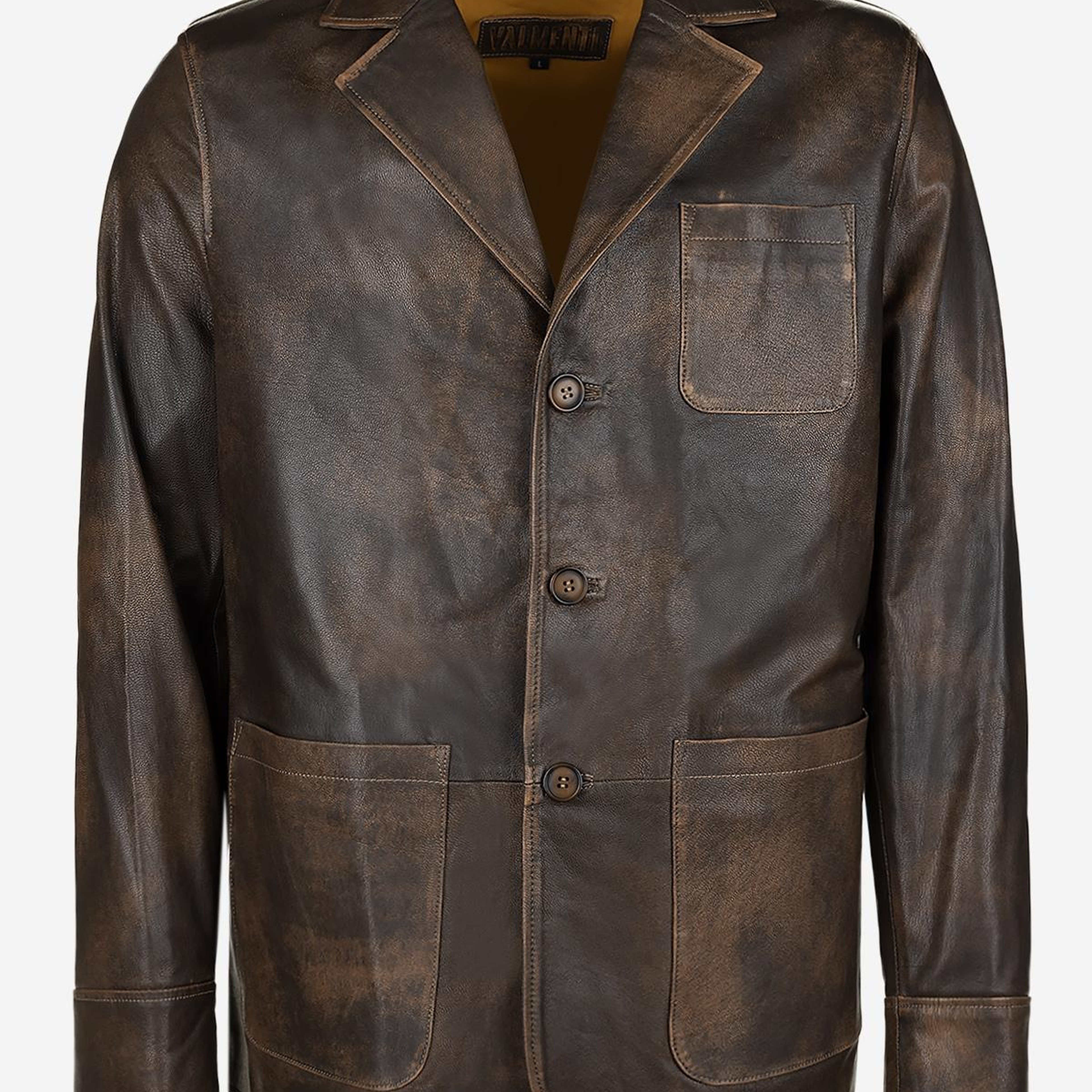 Valmenti Erkek Hakiki Deri Viski Eskitme Deri Mont