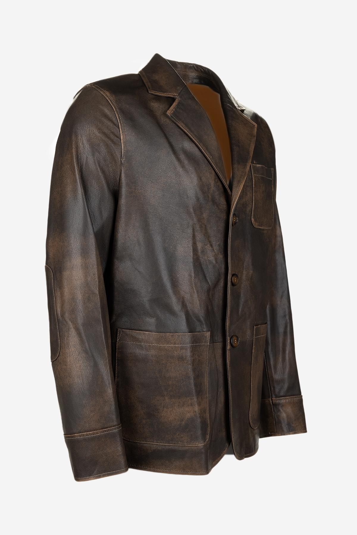 Valmenti Erkek Hakiki Deri Viski Eskitme Deri Mont