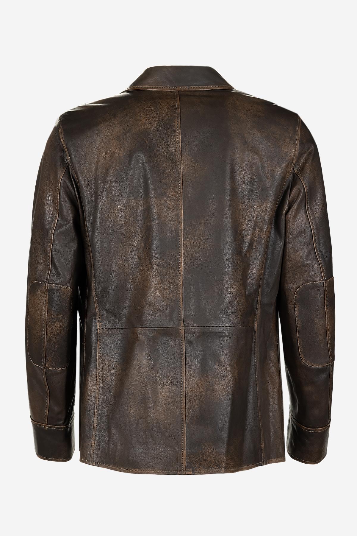 Valmenti Erkek Hakiki Deri Viski Eskitme Deri Mont