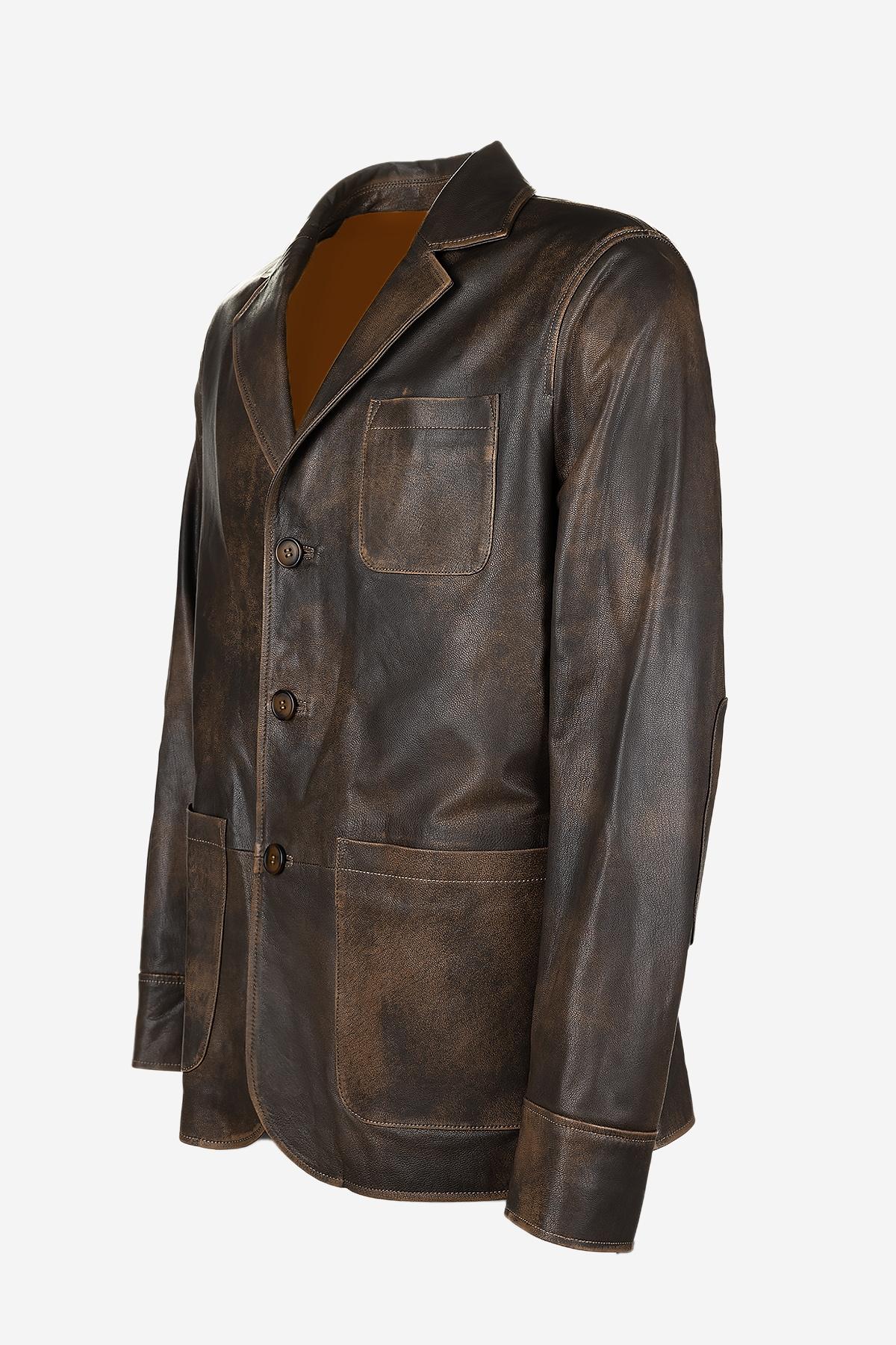 Valmenti Erkek Hakiki Deri Viski Eskitme Deri Mont