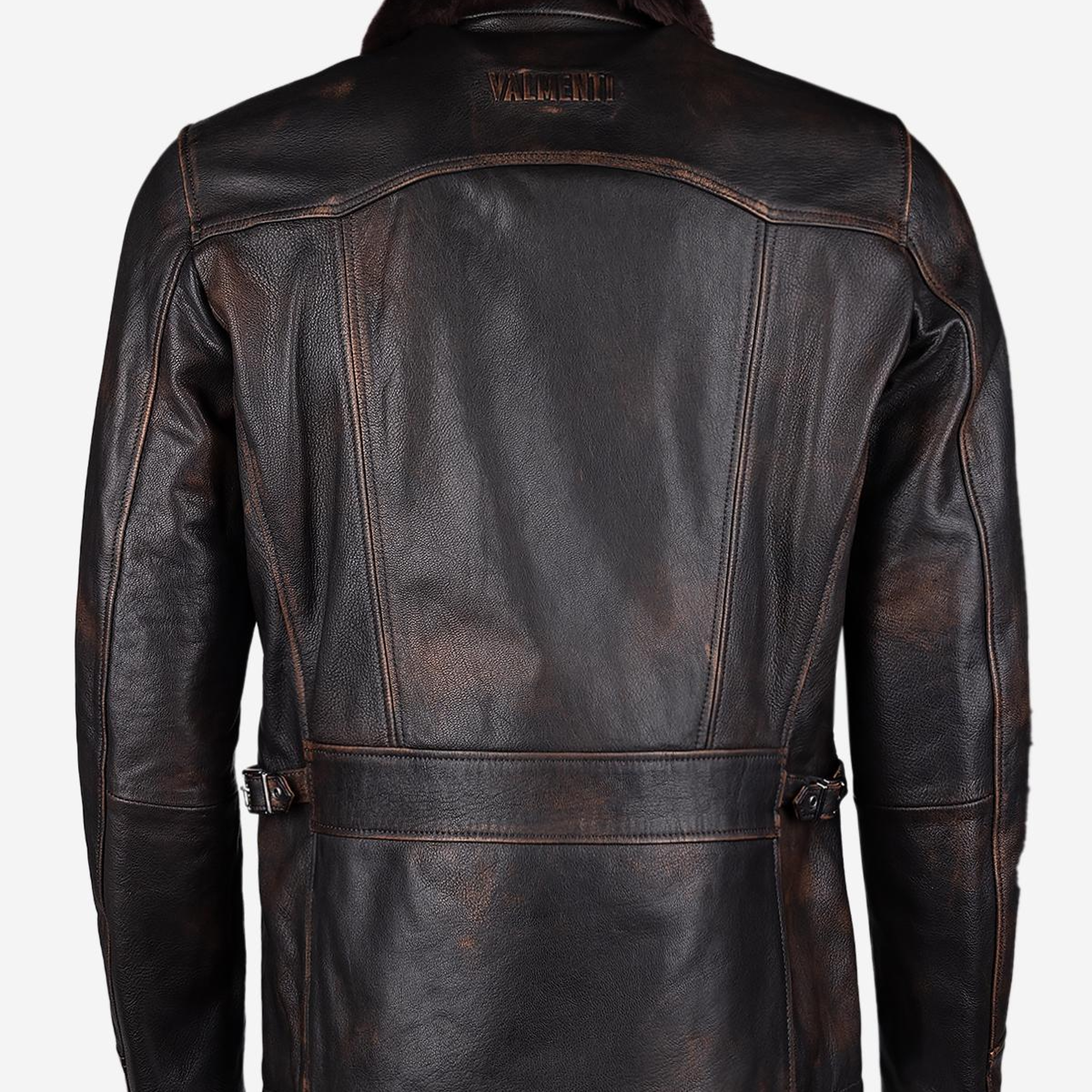 Valmenti Erkek Hakiki Deri Kızıl Eskitme Deri Mont