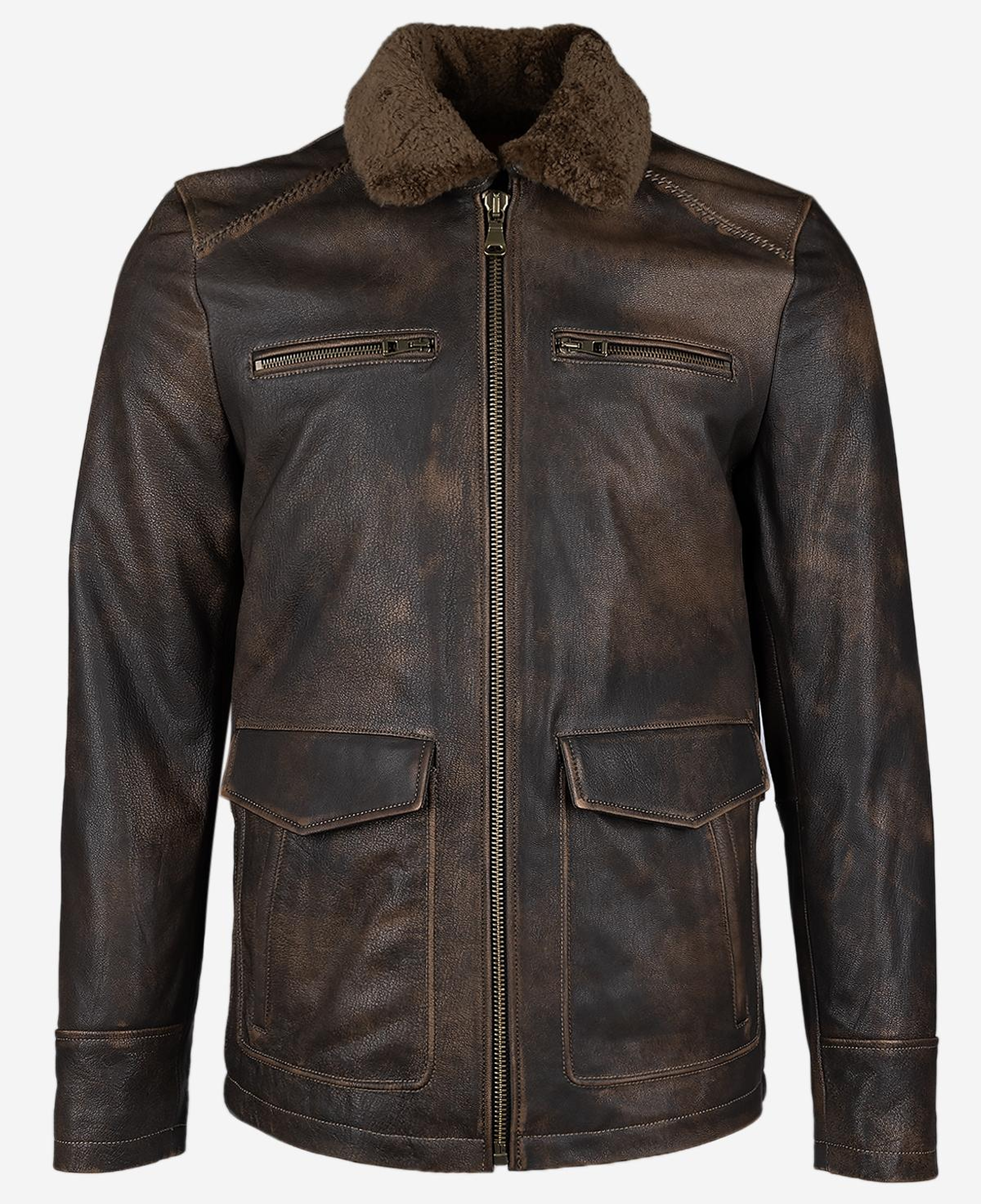 Valmenti Erkek Hakiki Deri Viski Eskitme Deri Mont