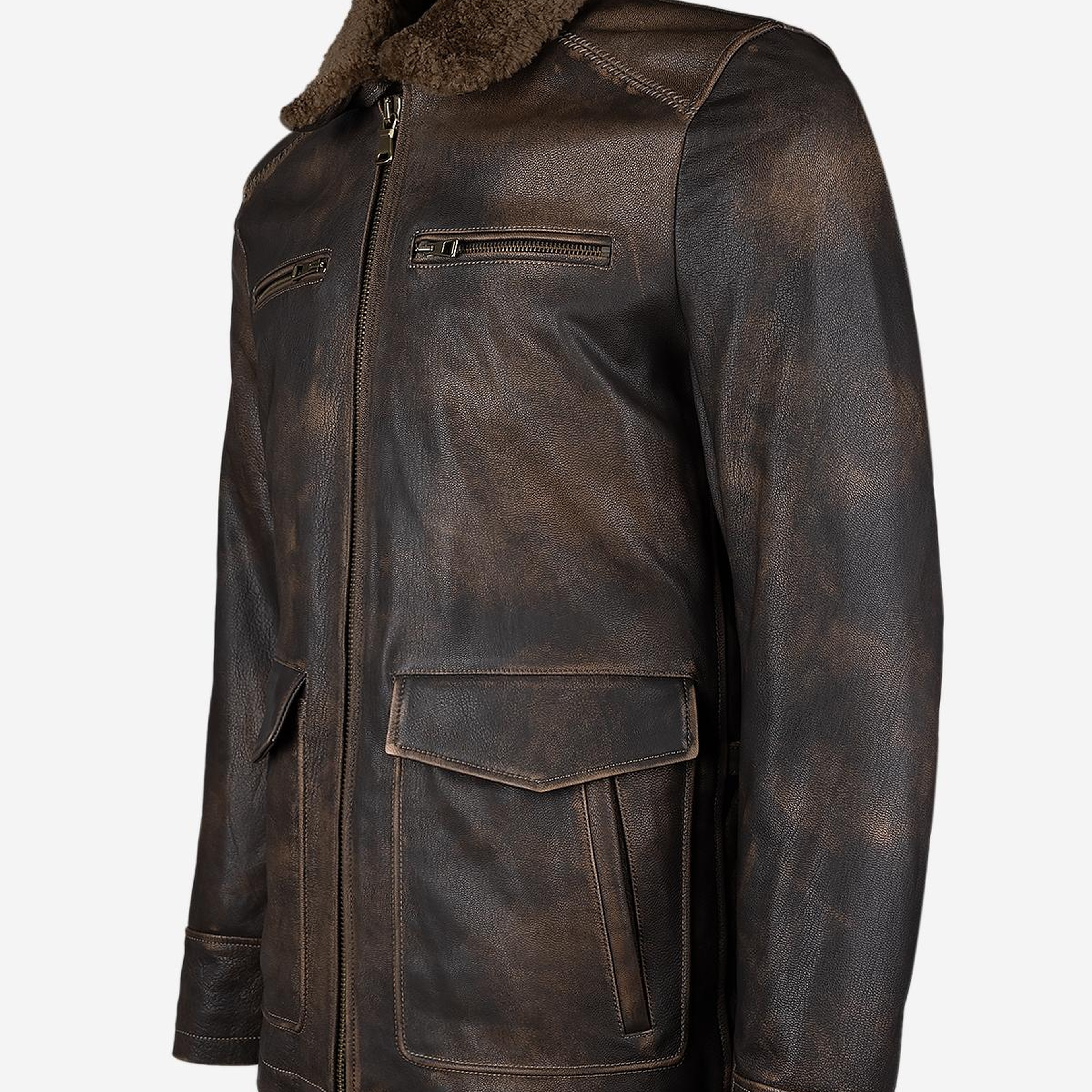 Valmenti Erkek Hakiki Deri Viski Eskitme Deri Mont