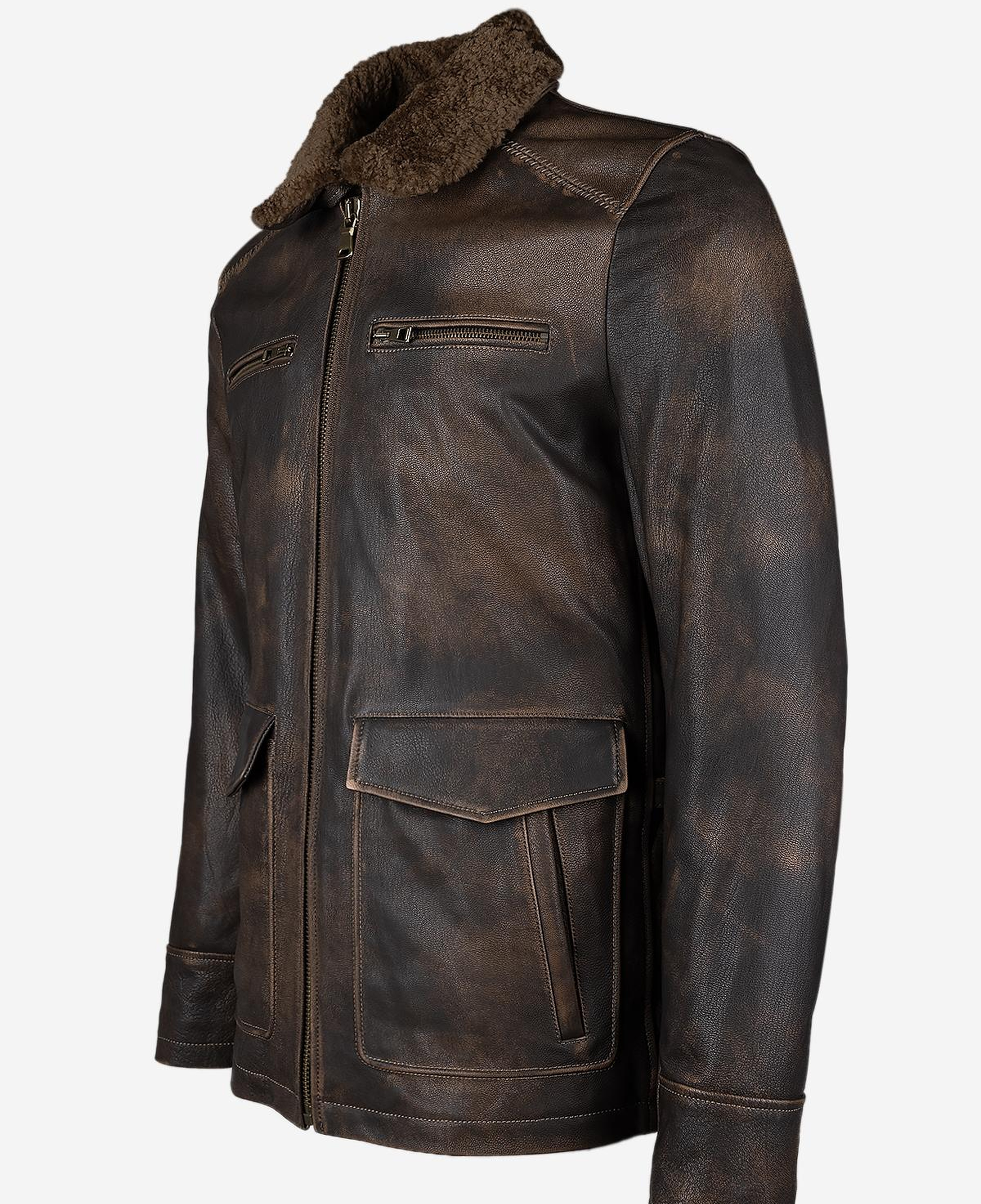 Valmenti Erkek Hakiki Deri Viski Eskitme Deri Mont