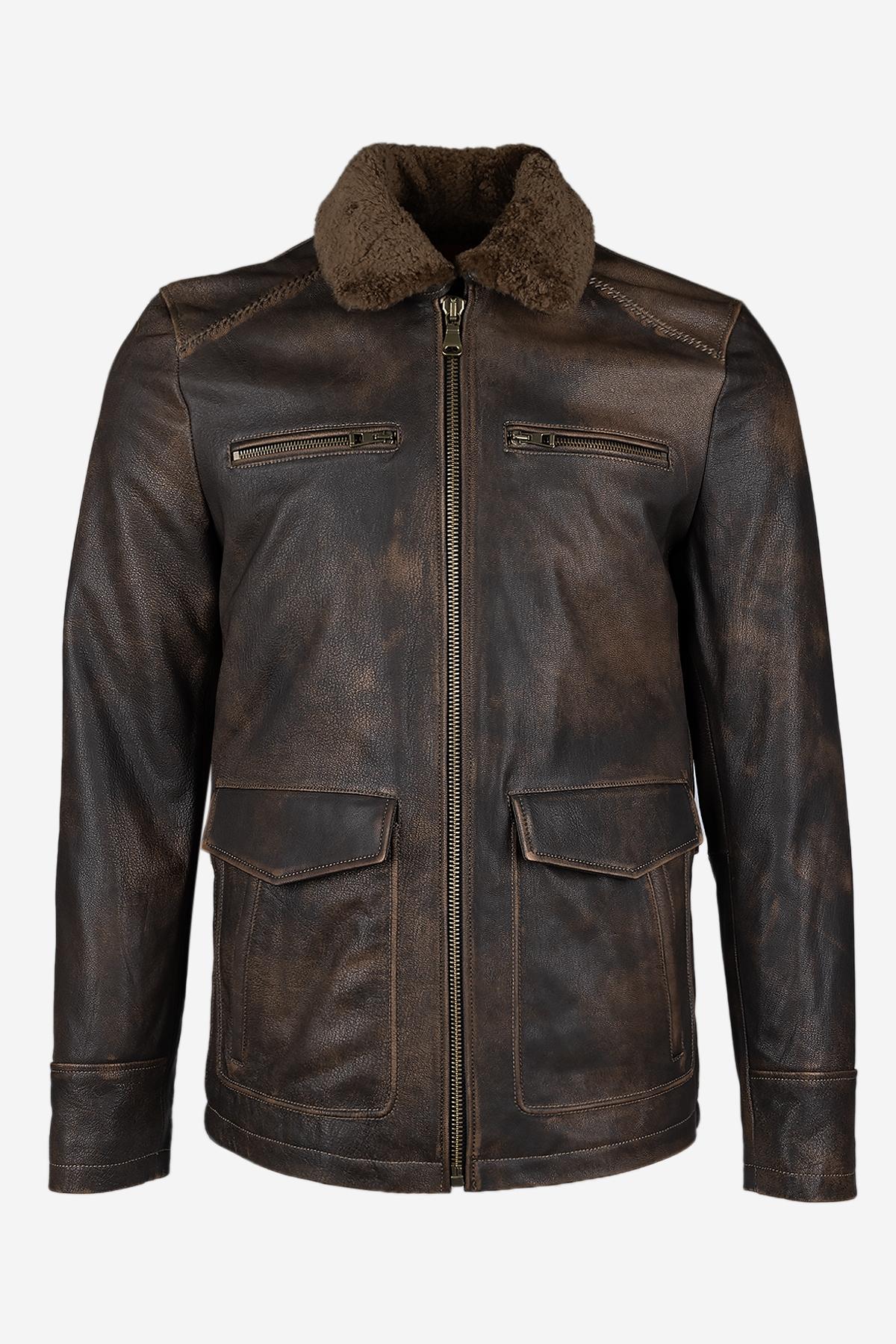 Valmenti Erkek Hakiki Deri Viski Eskitme Deri Mont