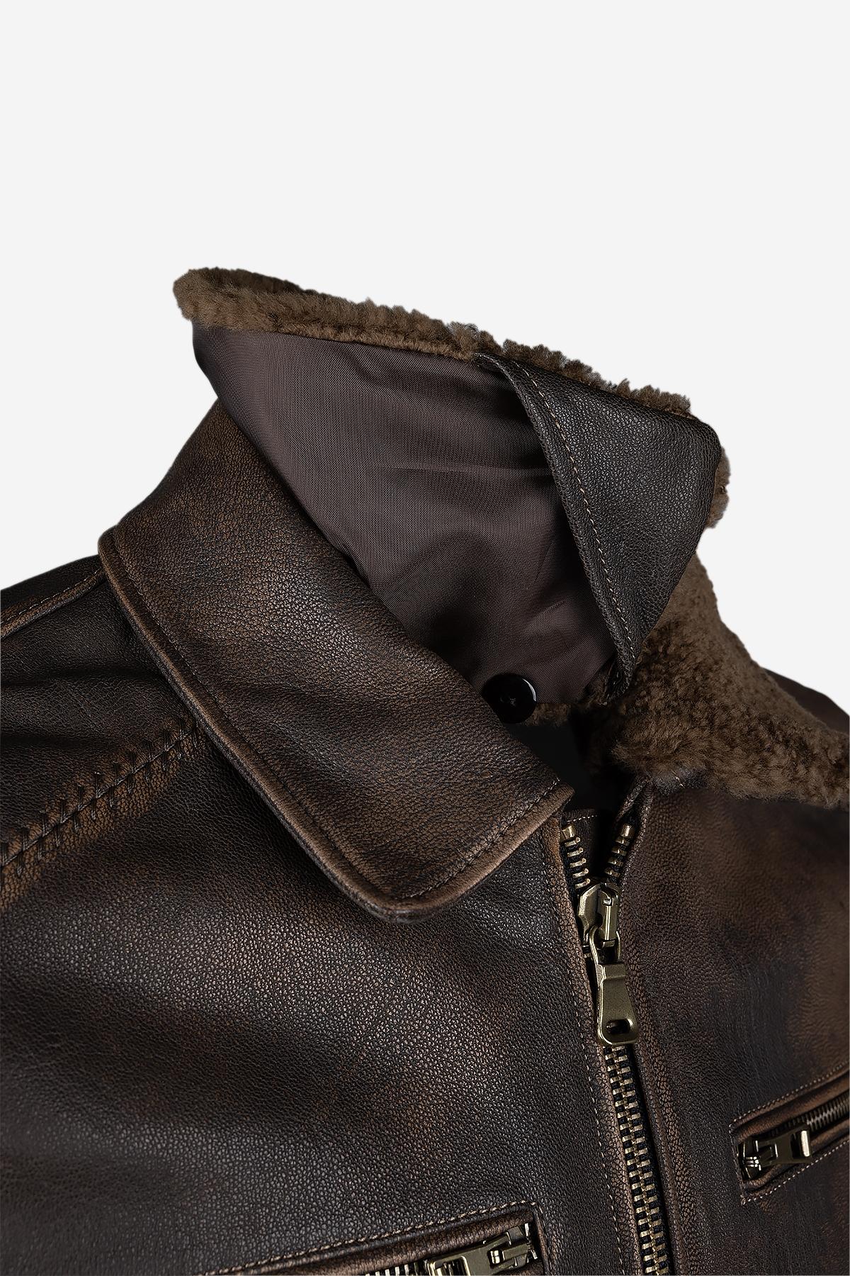 Valmenti Erkek Hakiki Deri Viski Eskitme Deri Mont