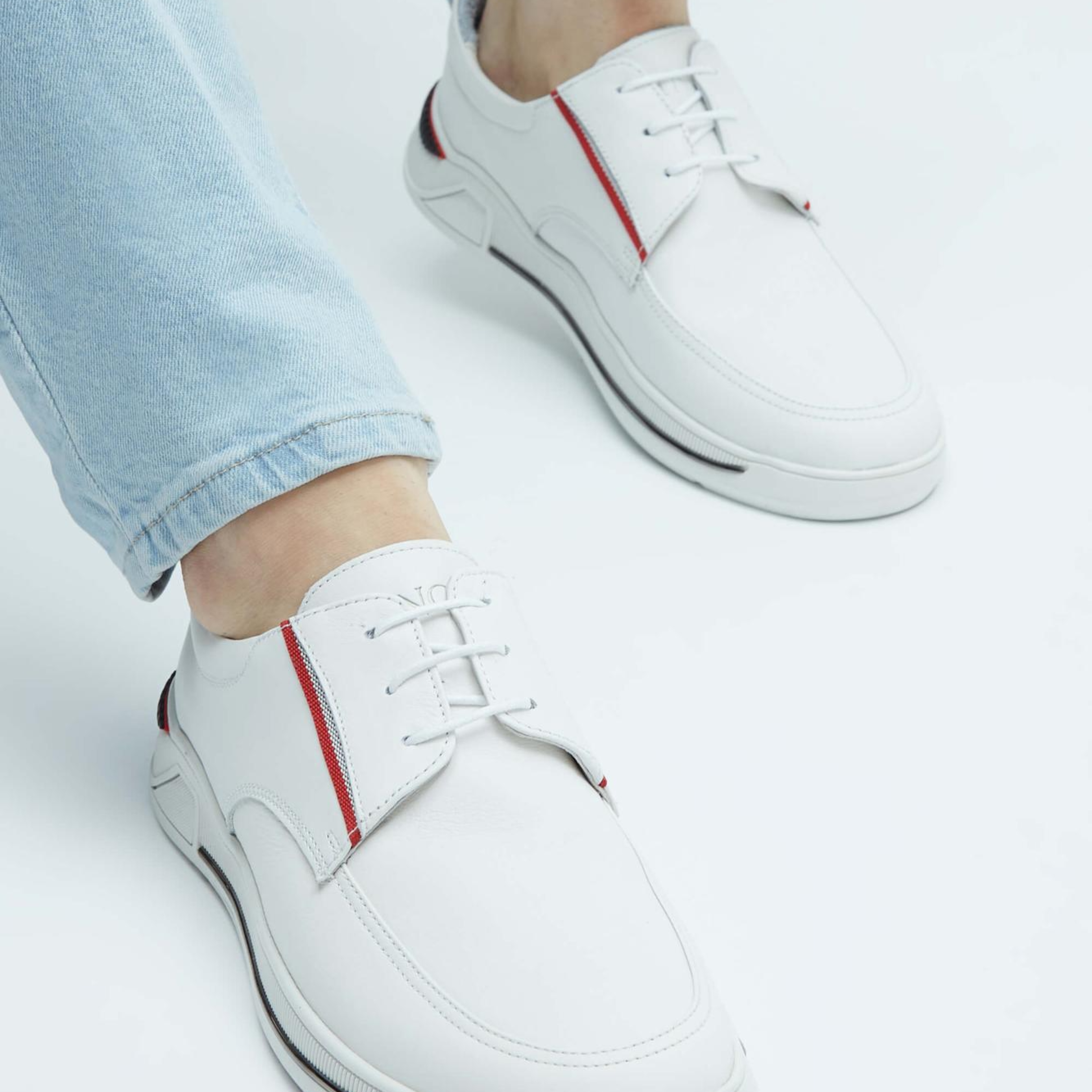 Tamer Tanca Erkek Hakiki Deri Kırık Beyaz Sneakers & Spor Ayakkabı