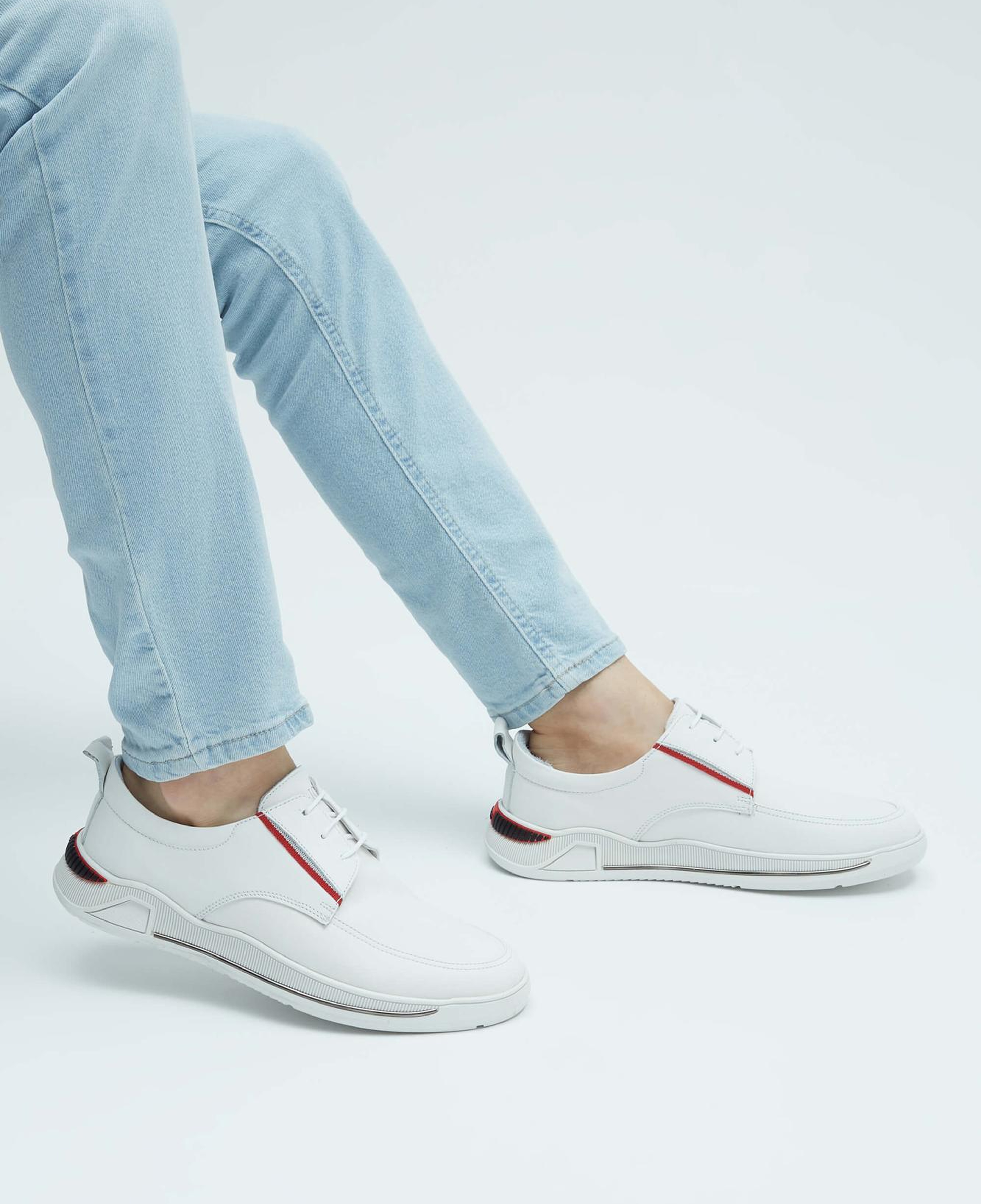 Tamer Tanca Erkek Hakiki Deri Kırık Beyaz Sneakers & Spor Ayakkabı