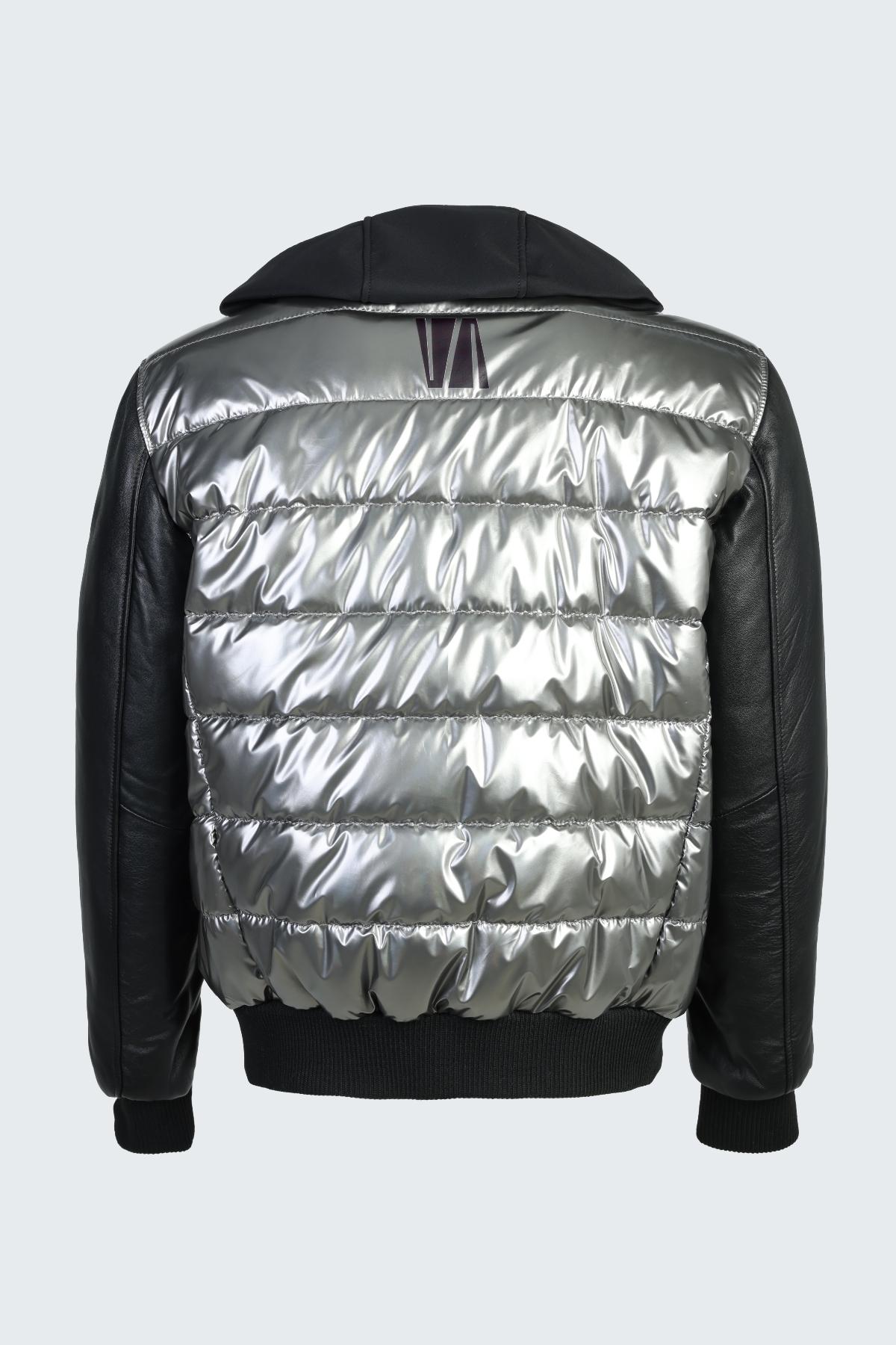 Valmenti Erkek Deri & Tekstil Gri Deri Mont