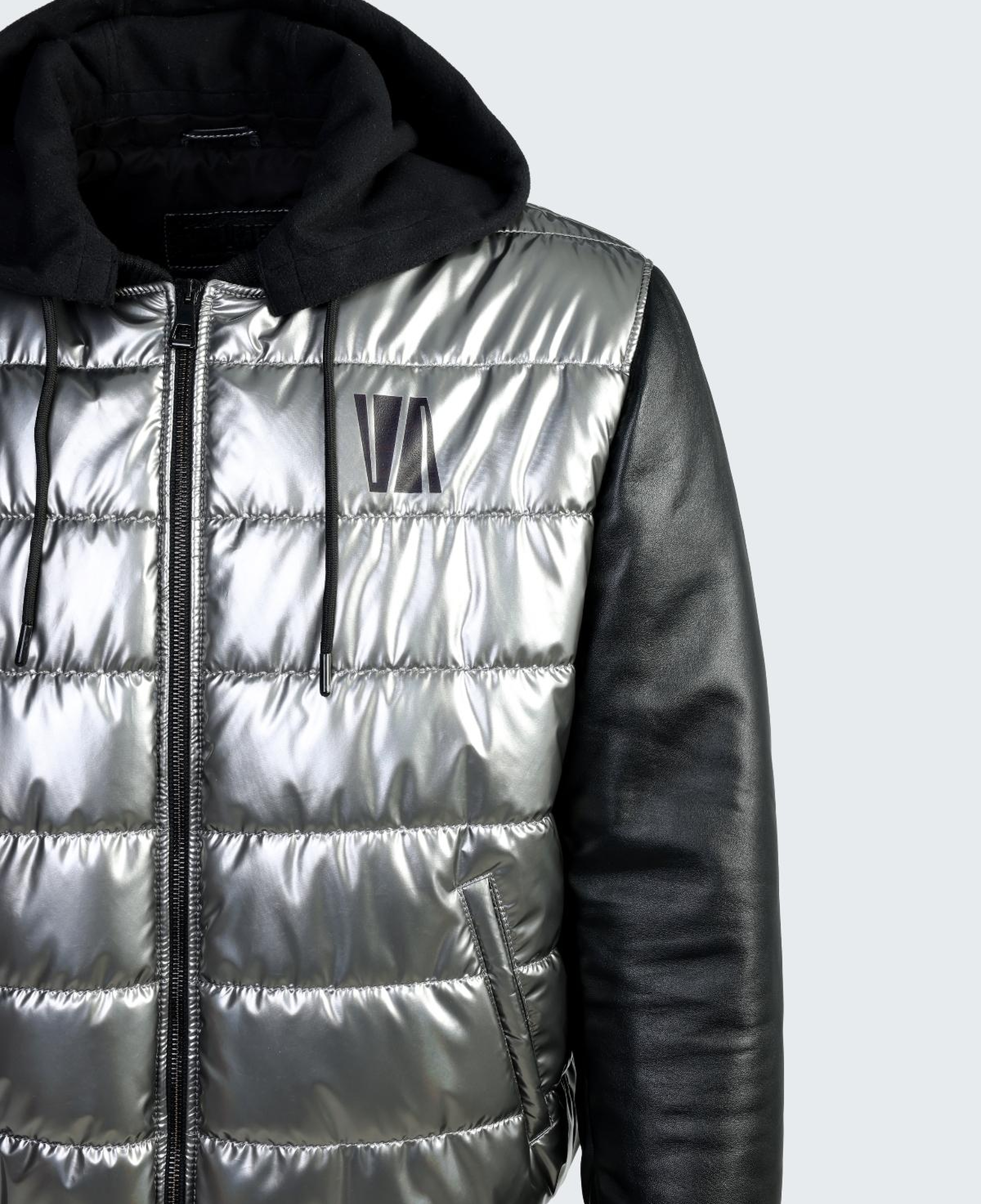 Valmenti Erkek Deri & Tekstil Gri Deri Mont