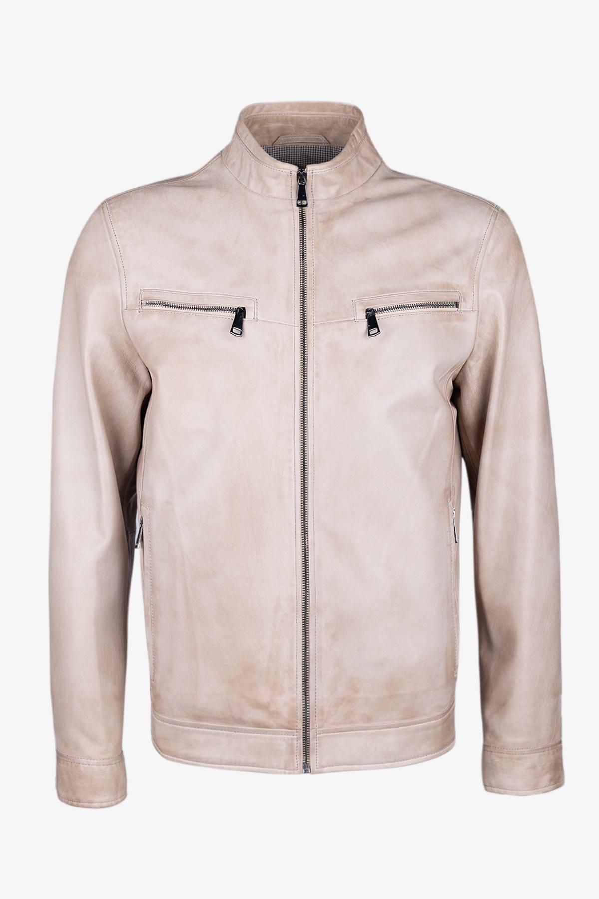 Valmenti Erkek Hakiki Deri Bej Deri Mont