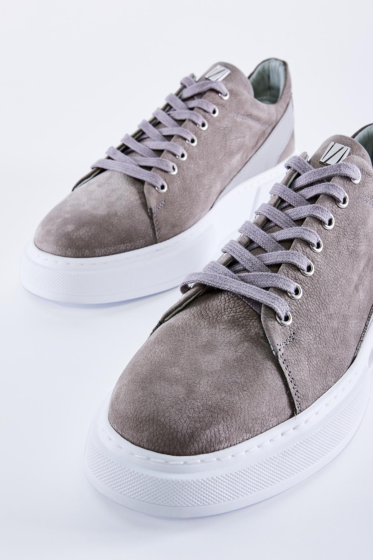 Valmenti Erkek Hakiki Deri Gri Nubuk Spor Ayakkabı