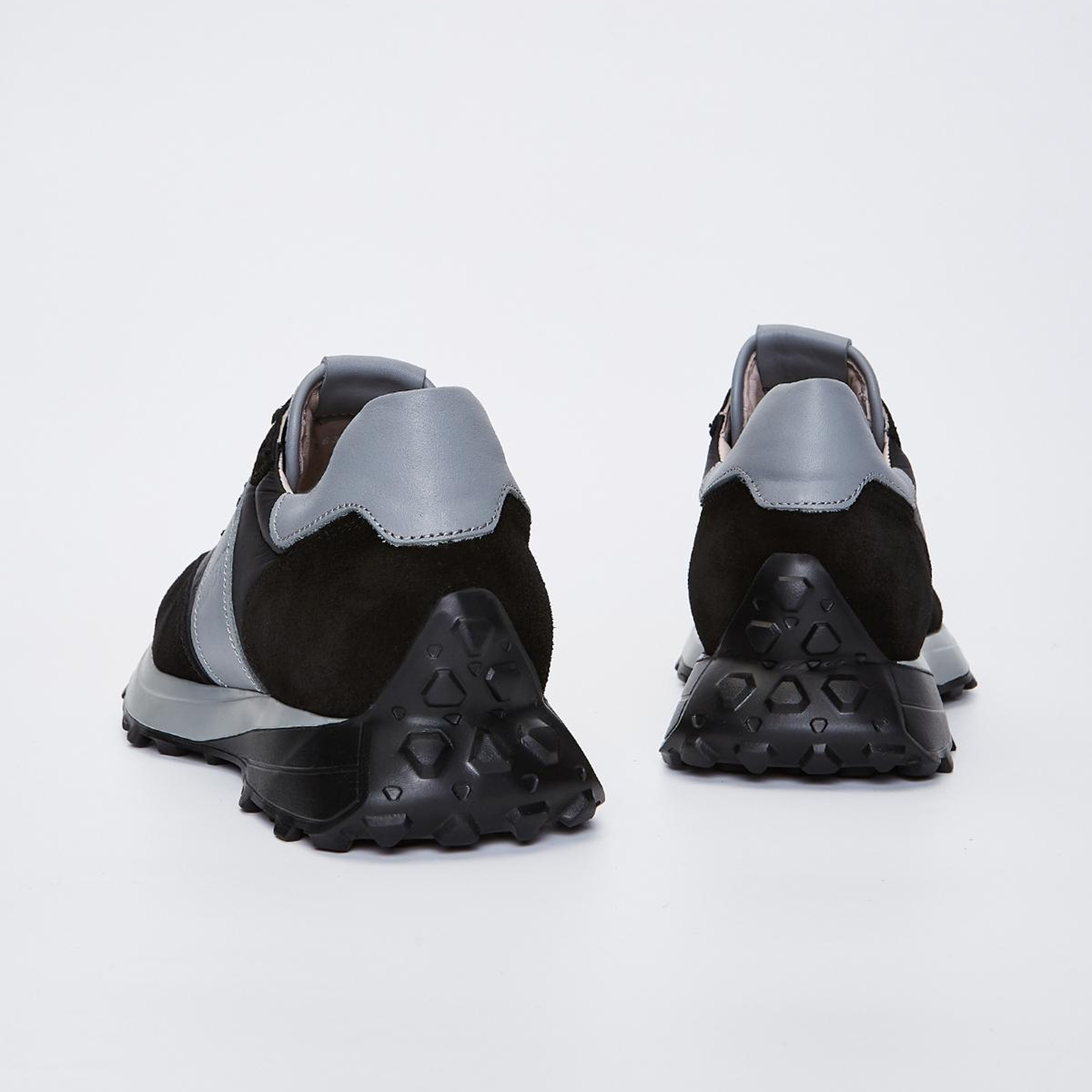 Valmenti Erkek Hakiki Deri Siyah Süet Spor Ayakkabı