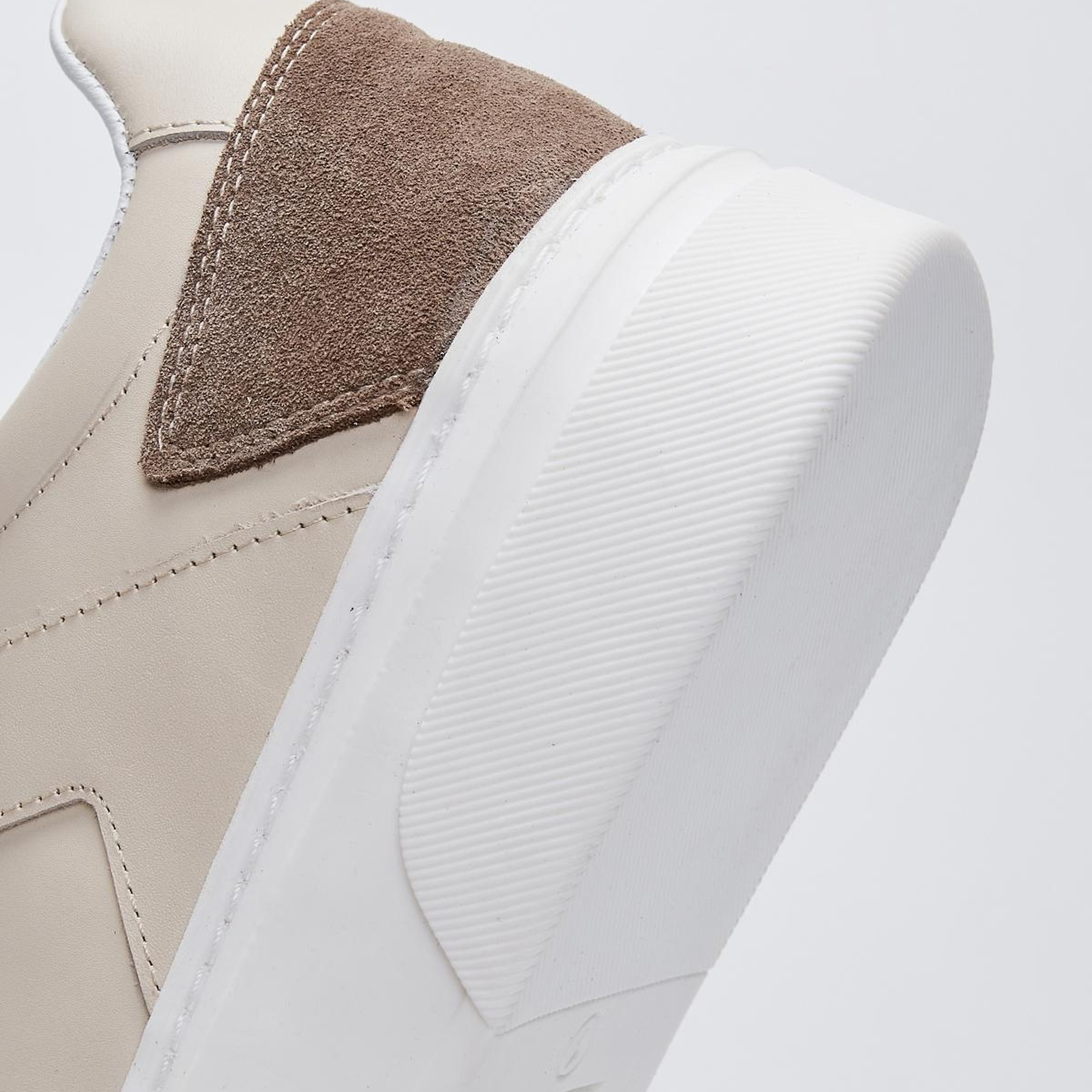 Valmenti Erkek Hakiki Deri Vizon Süet/Beyaz Spor Ayakkabı