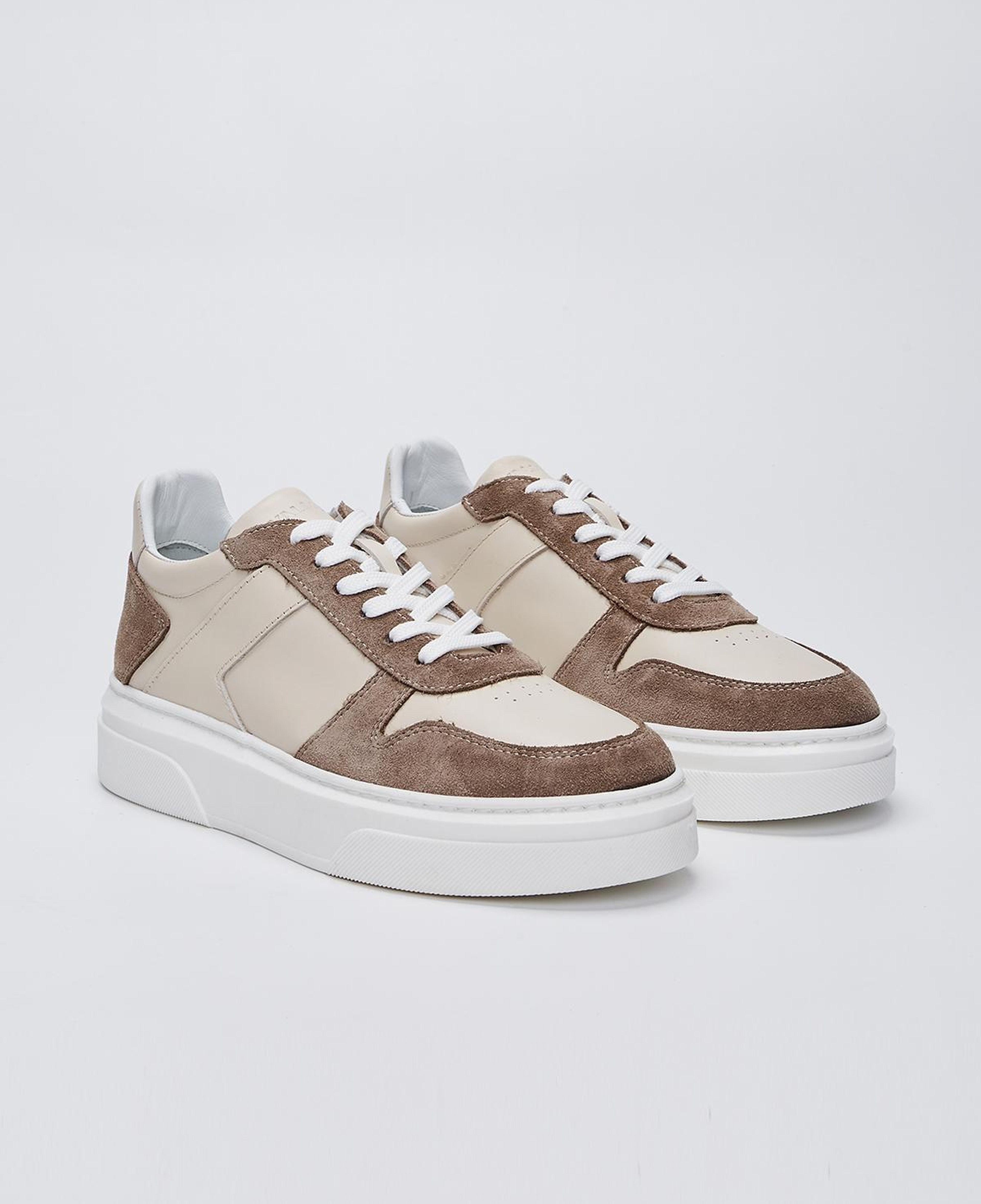 Valmenti Erkek Hakiki Deri Vizon Süet/Beyaz Spor Ayakkabı