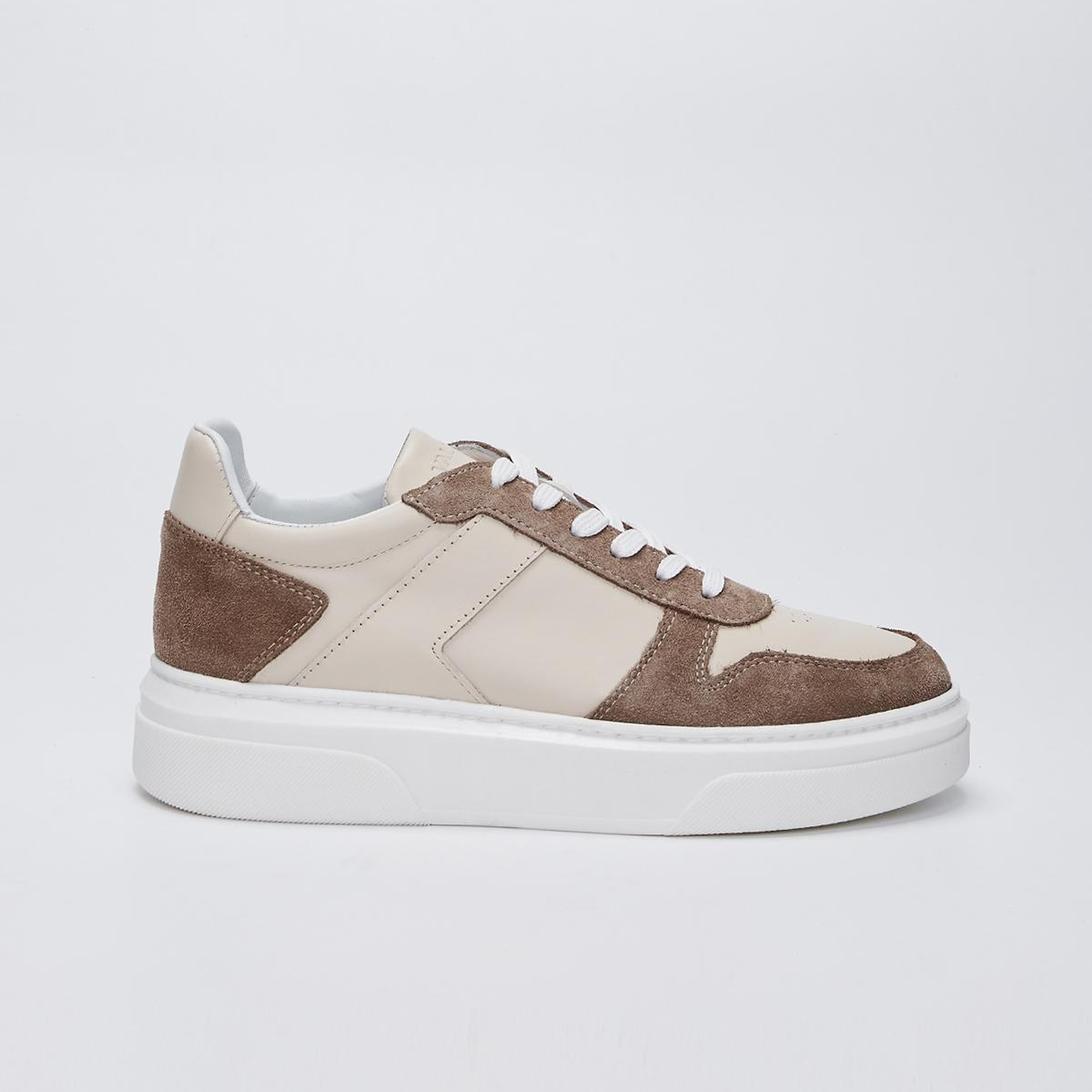 Valmenti Erkek Hakiki Deri Vizon Süet/Beyaz Spor Ayakkabı