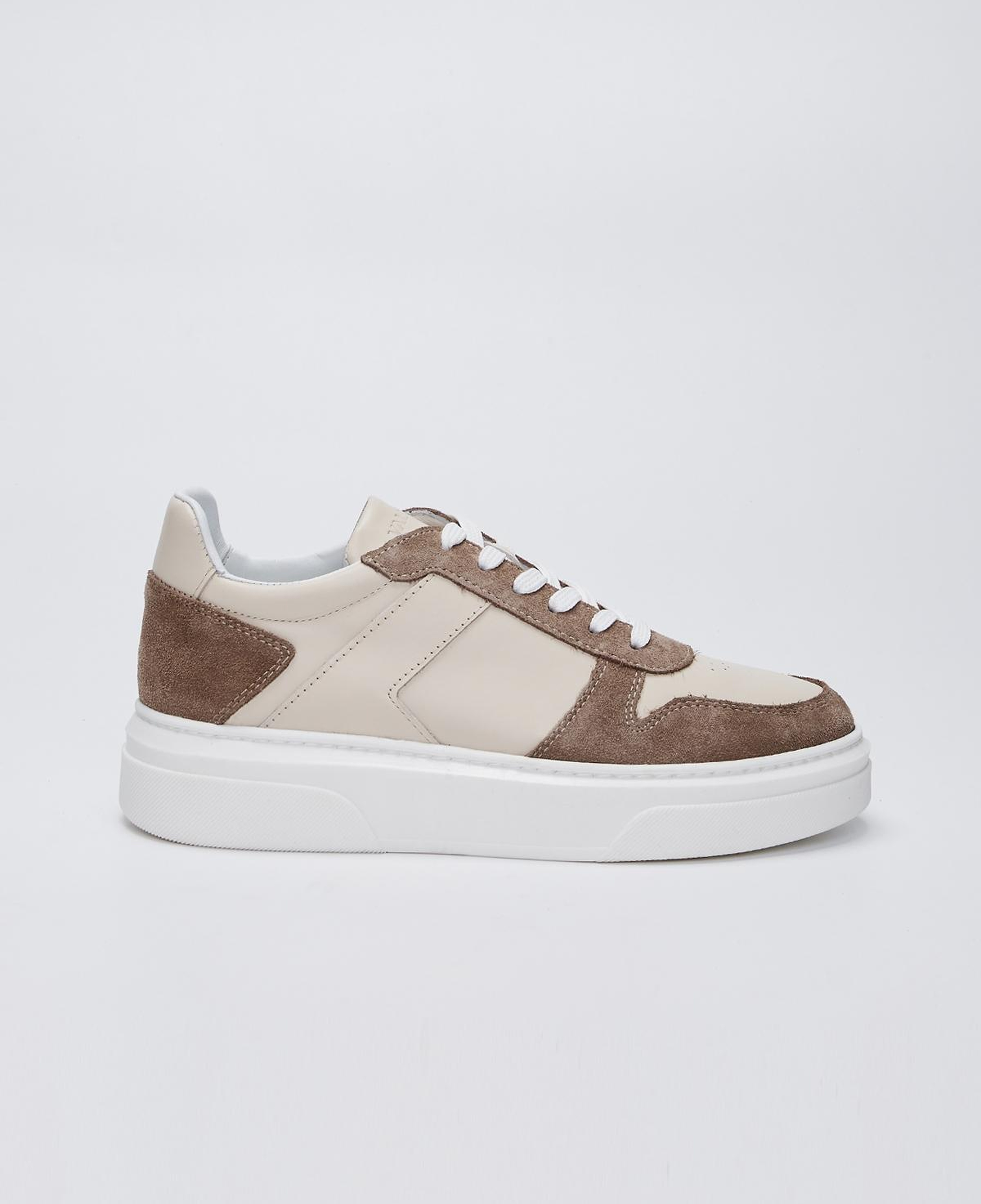 Valmenti Erkek Hakiki Deri Vizon Süet/Beyaz Spor Ayakkabı