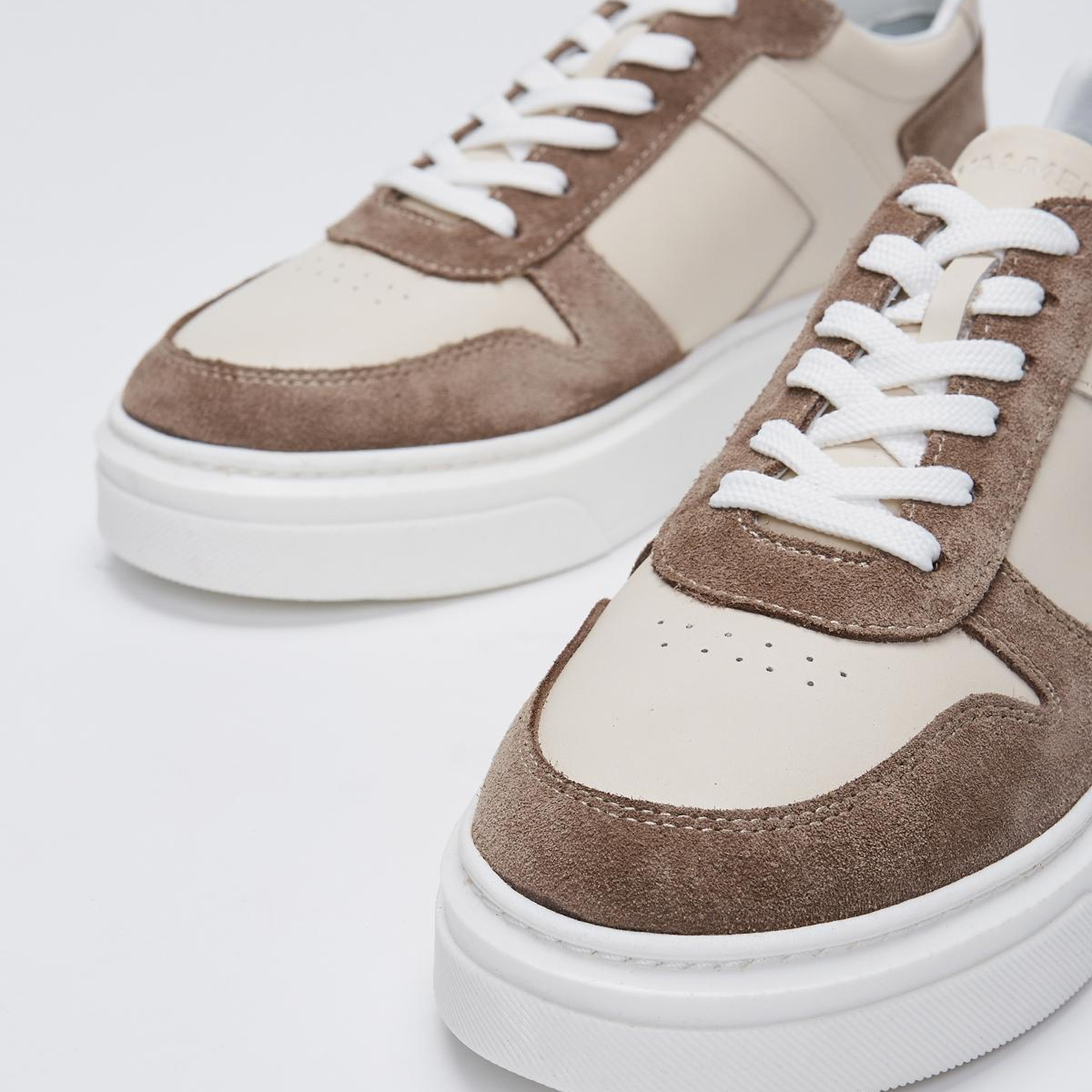 Valmenti Erkek Hakiki Deri Vizon Süet/Beyaz Spor Ayakkabı