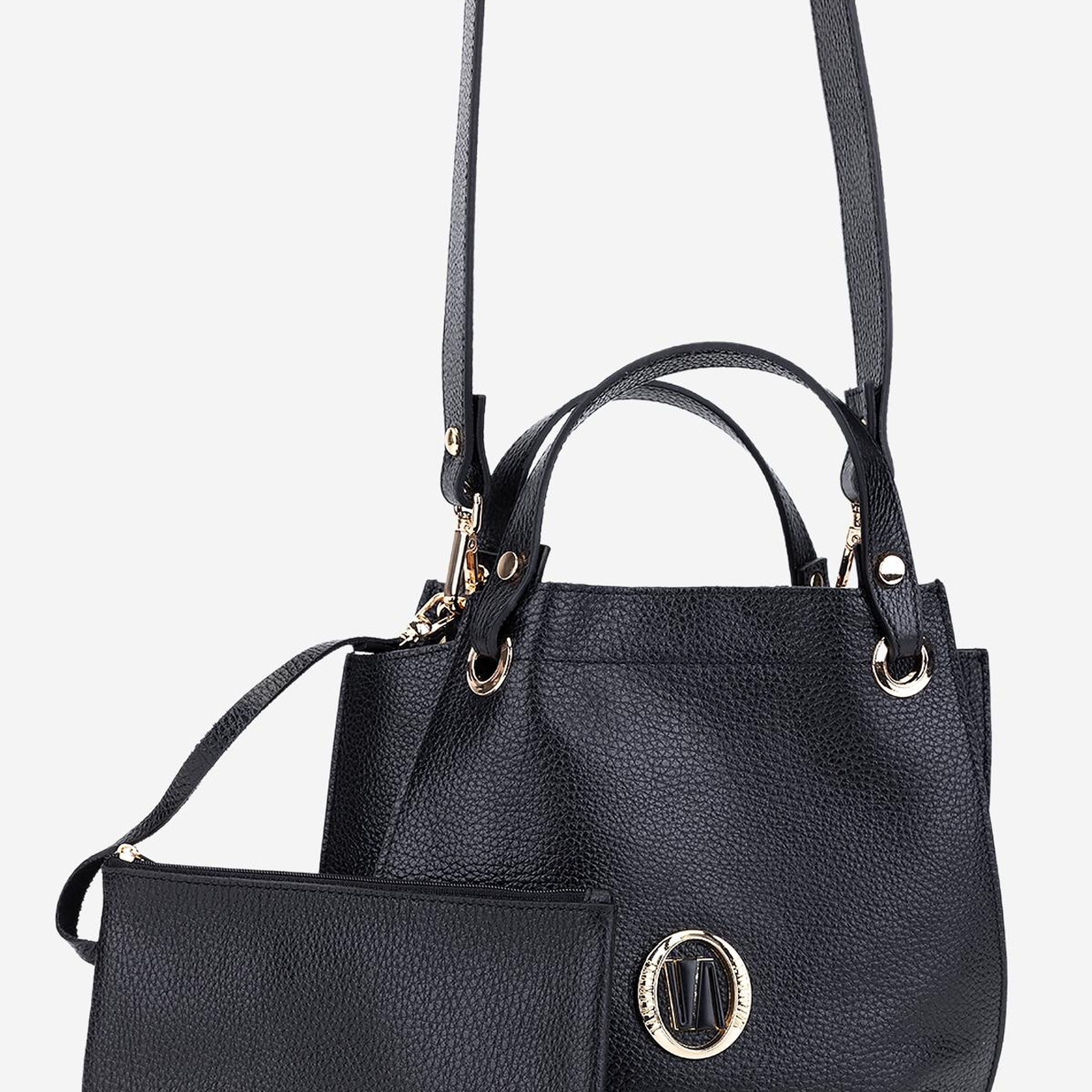 Valmenti Kadın Hakiki Deri Siyah Floter Kol Çantası