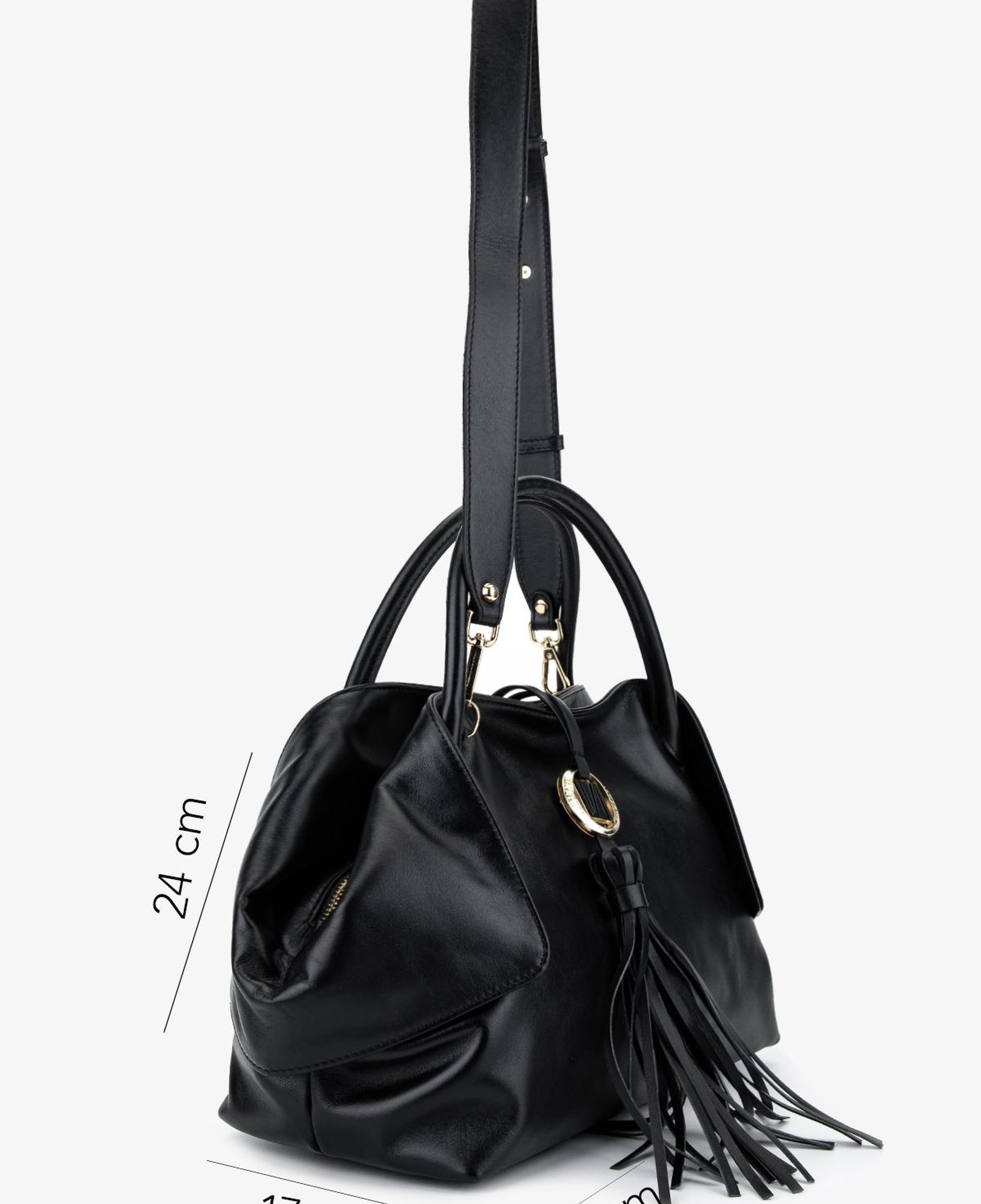 Valmenti Kadın Hakiki Deri Siyah Kol Çantası