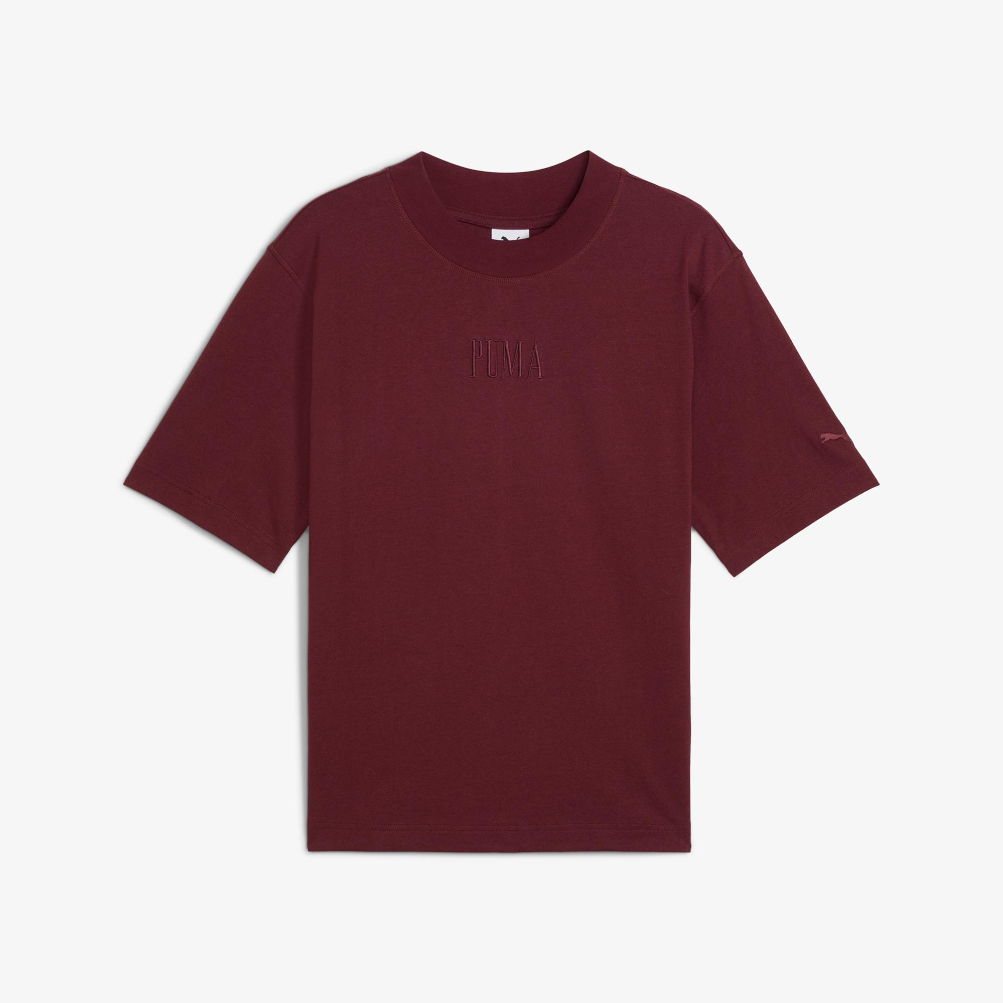 Puma Essentials Graphic Boxy Unisex Bordo T-Shirt