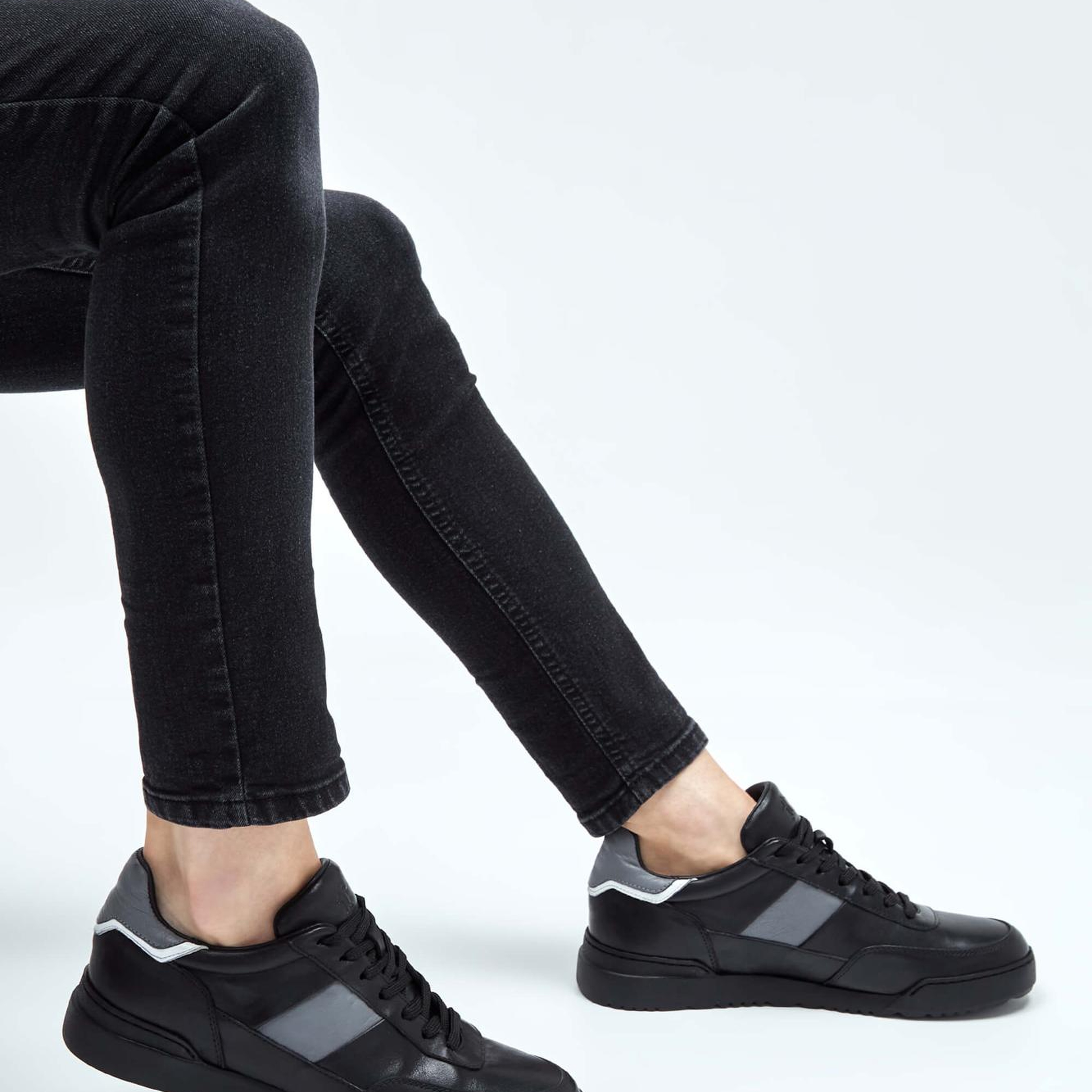 Tamer Tanca Erkek Hakiki Deri Siyah Sneakers & Spor Ayakkabı