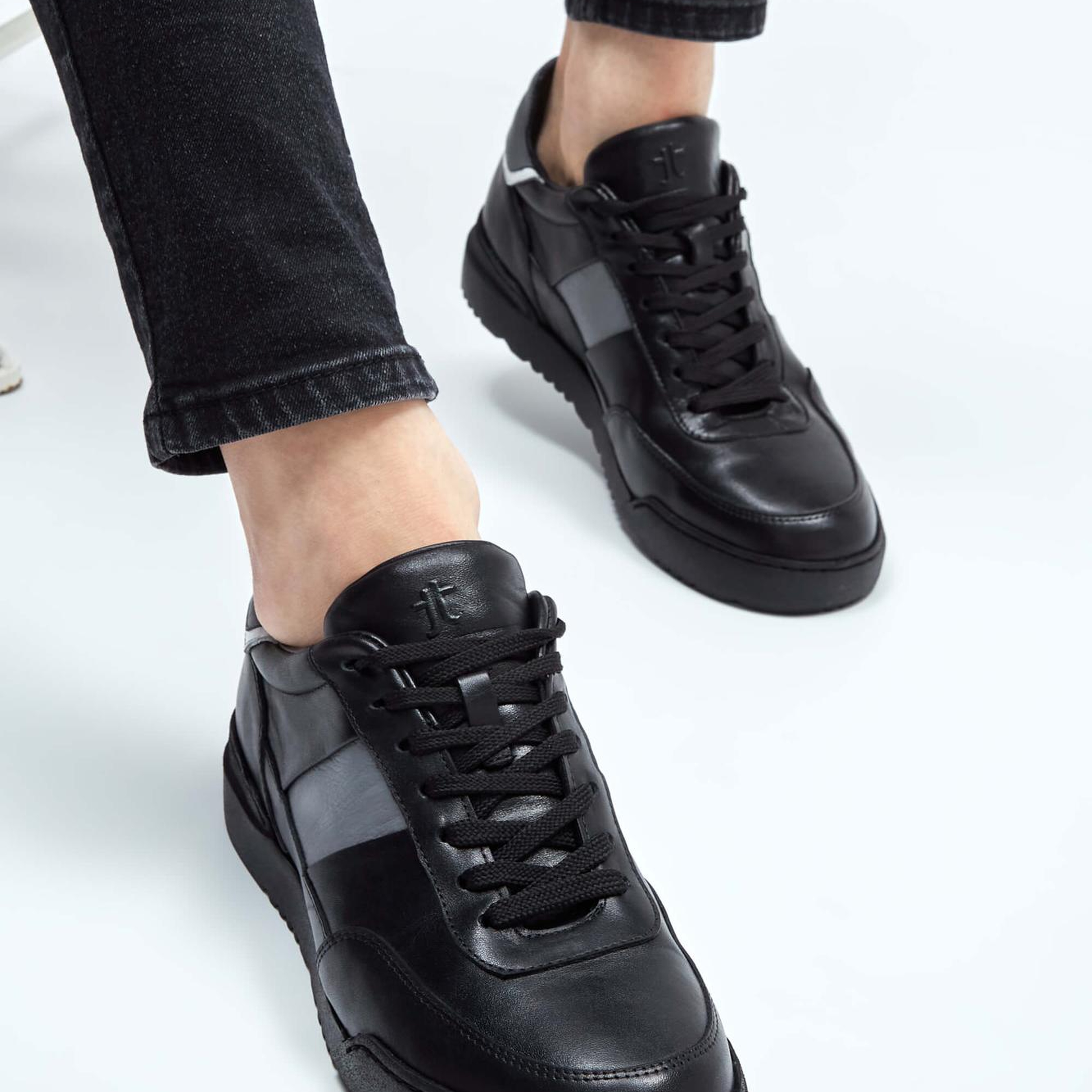 Tamer Tanca Erkek Hakiki Deri Siyah Sneakers & Spor Ayakkabı