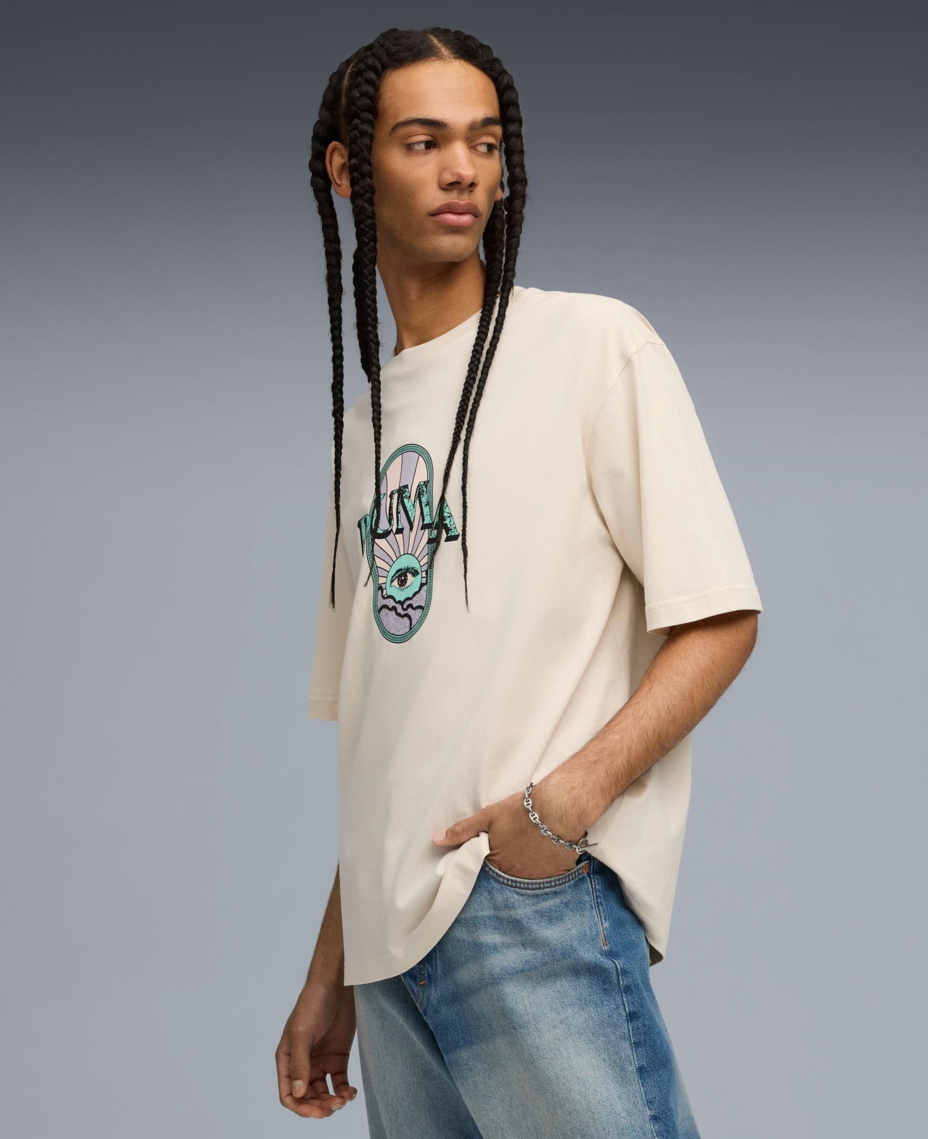 Puma Graphic Erkek Krem T-Shirt