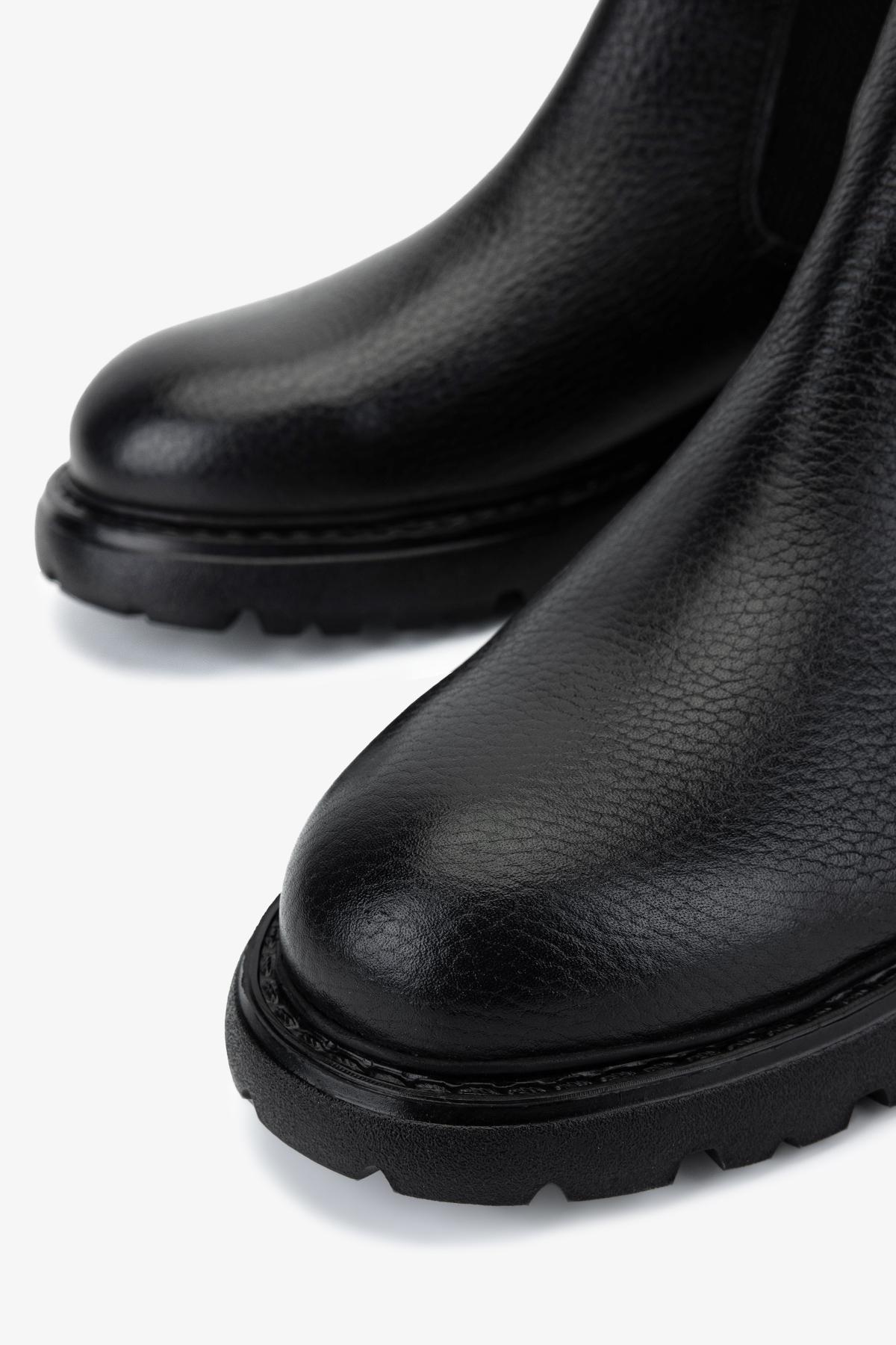 Valmenti Erkek Hakiki Deri Siyah Casual Bot