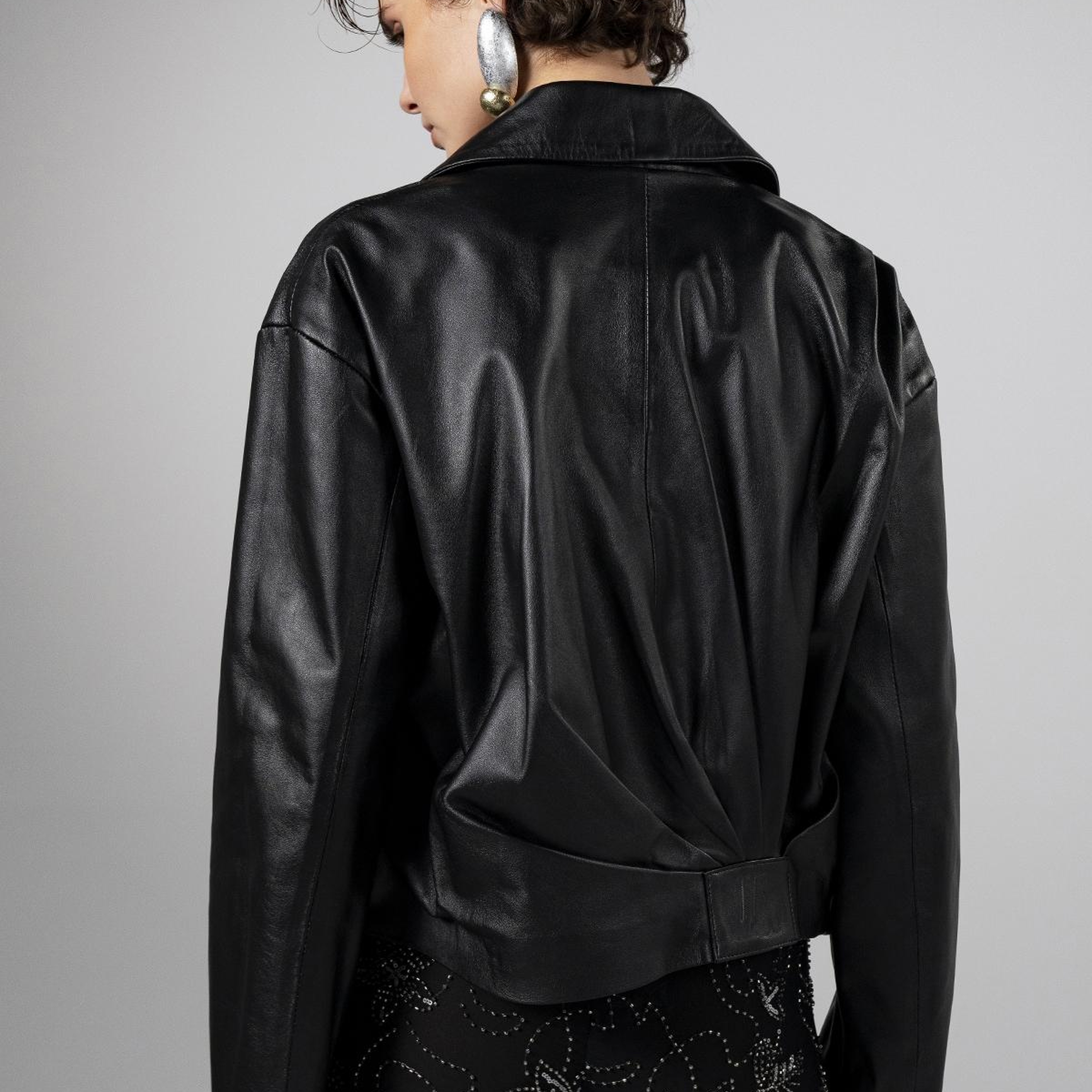 Valmenti Kadın Siyah Deri Mont