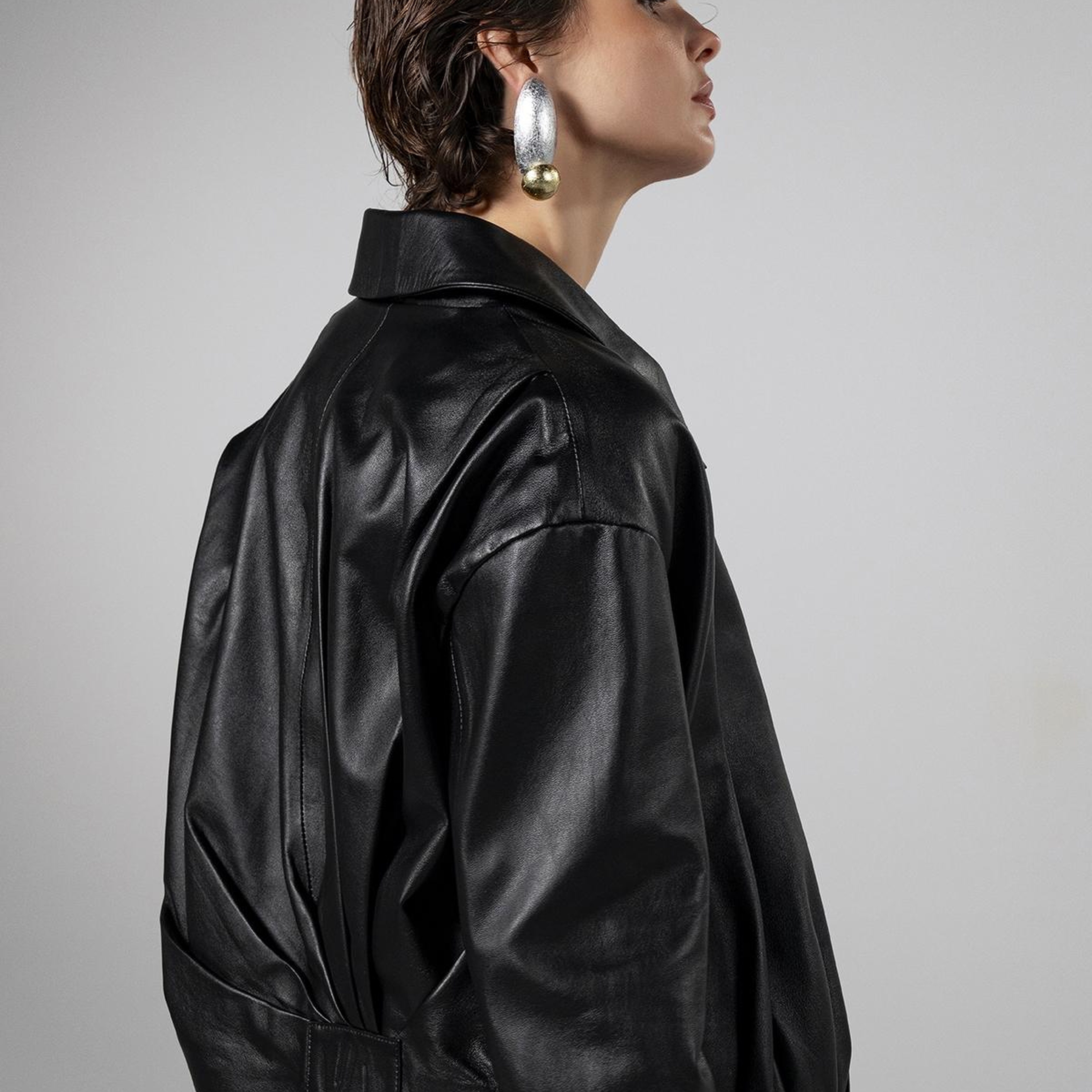 Valmenti Kadın Siyah Deri Mont