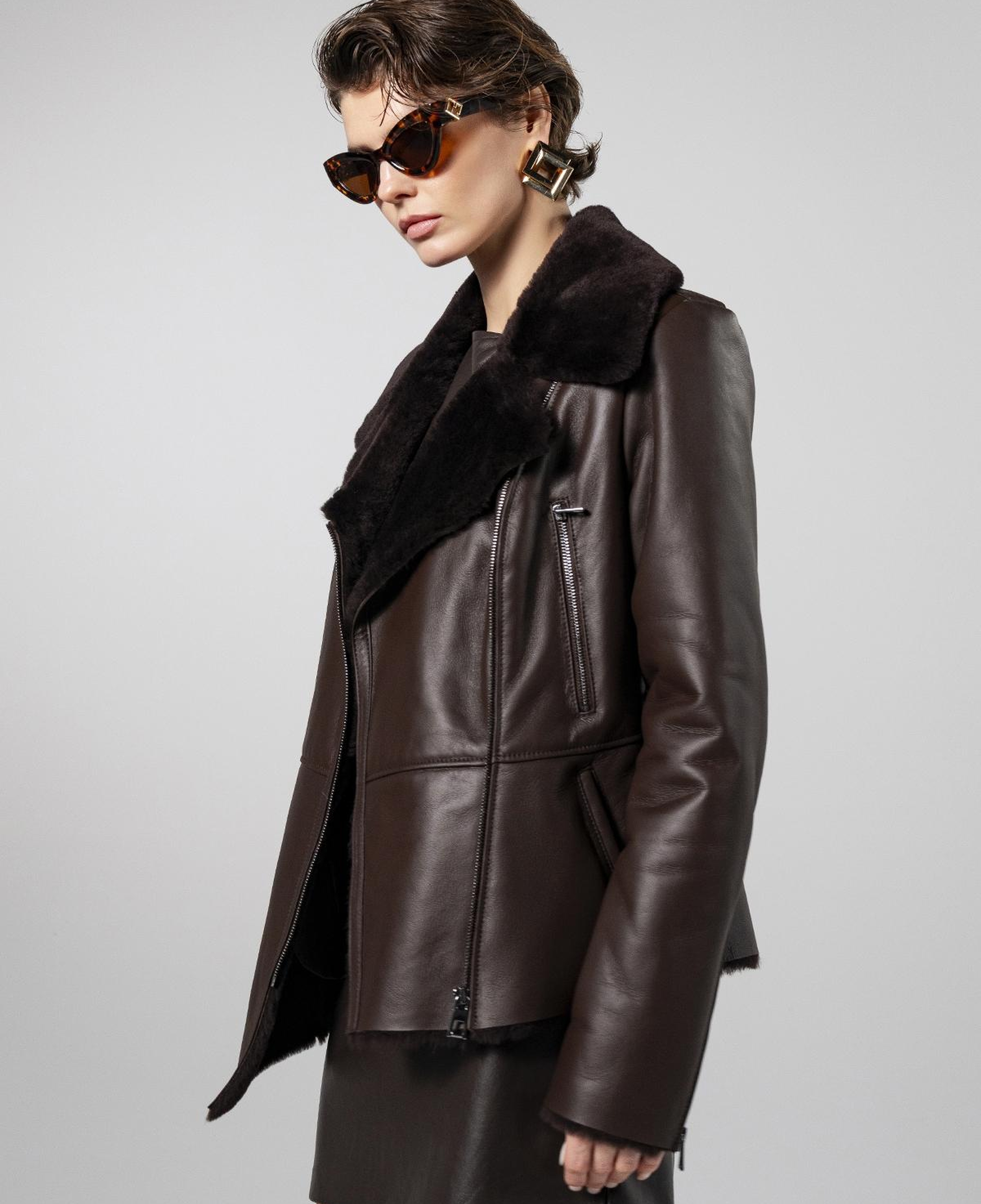 Valmenti Kadın Kuzu Kürk Kahverengi Kaban