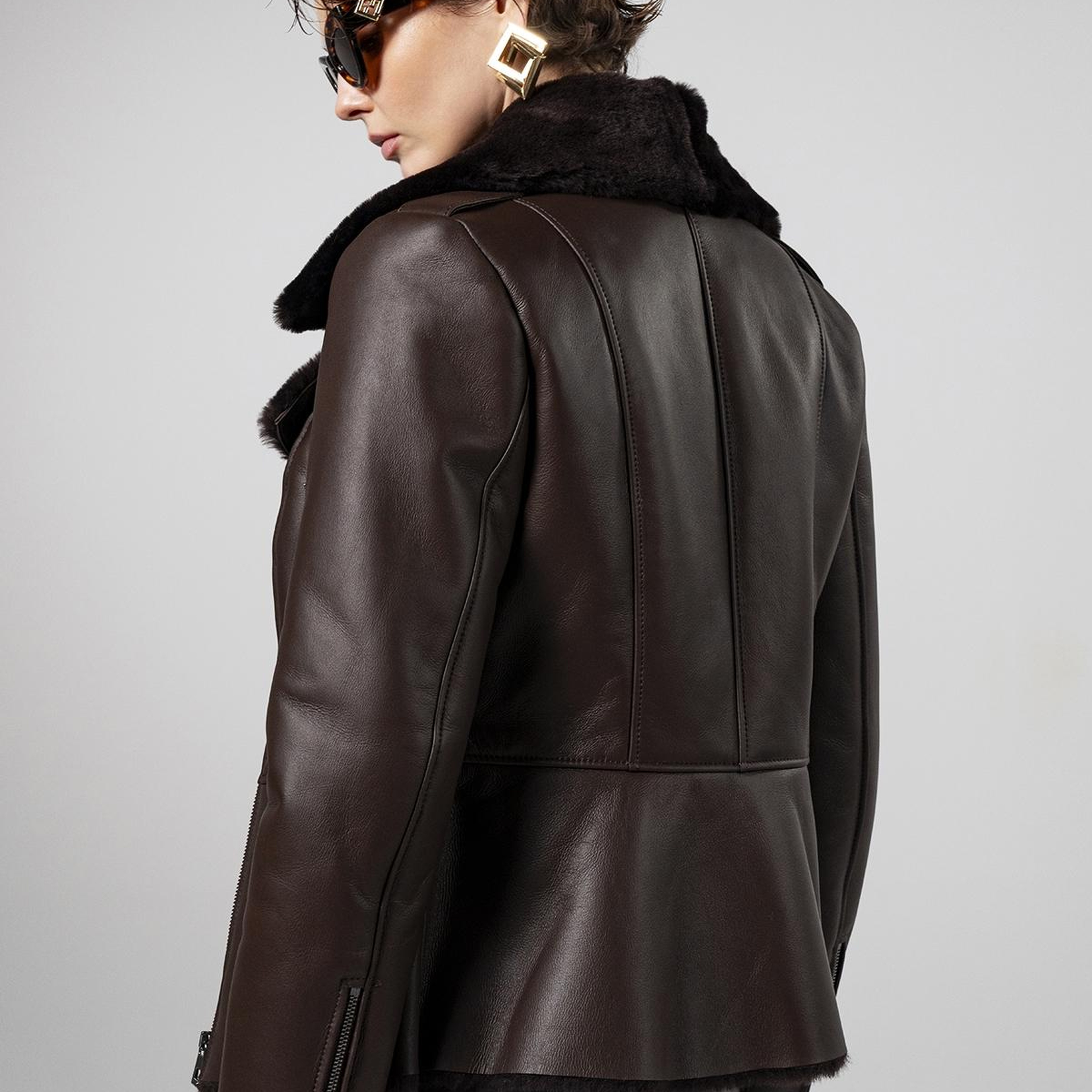 Valmenti Kadın Kuzu Kürk Kahverengi Kaban