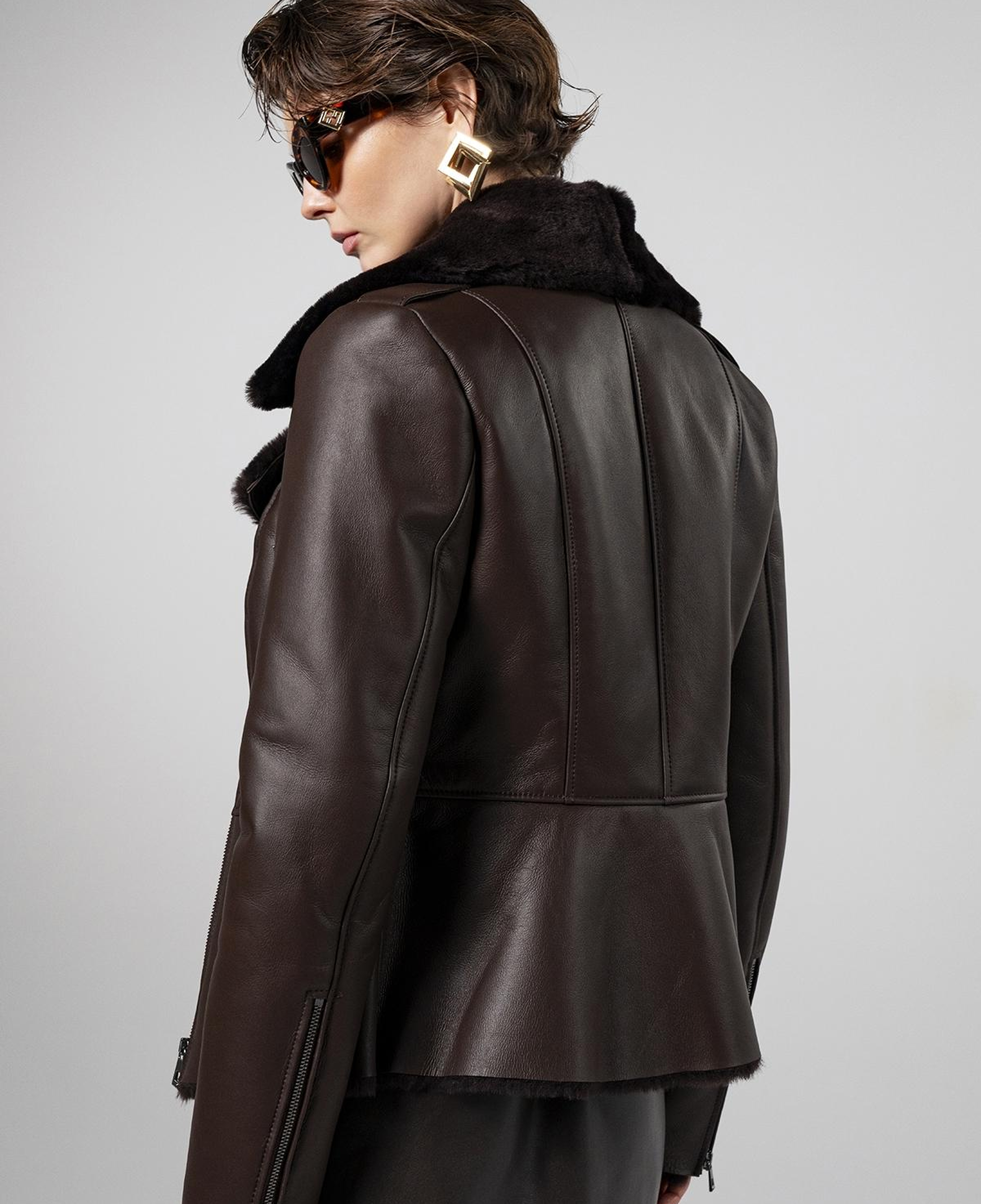 Valmenti Kadın Kuzu Kürk Kahverengi Kaban