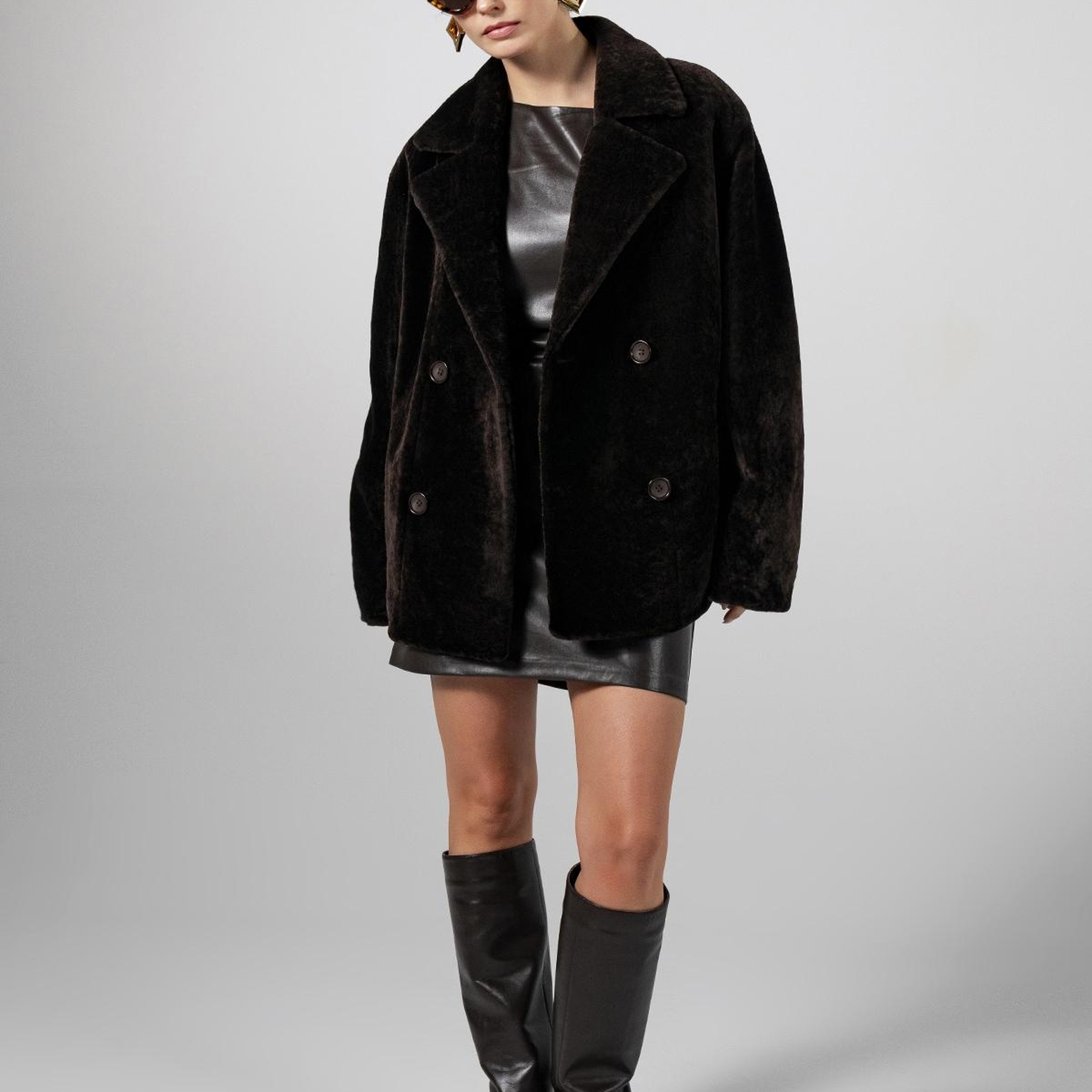 Valmenti Kadın Kuzu Kürk Kahverengi Kaban