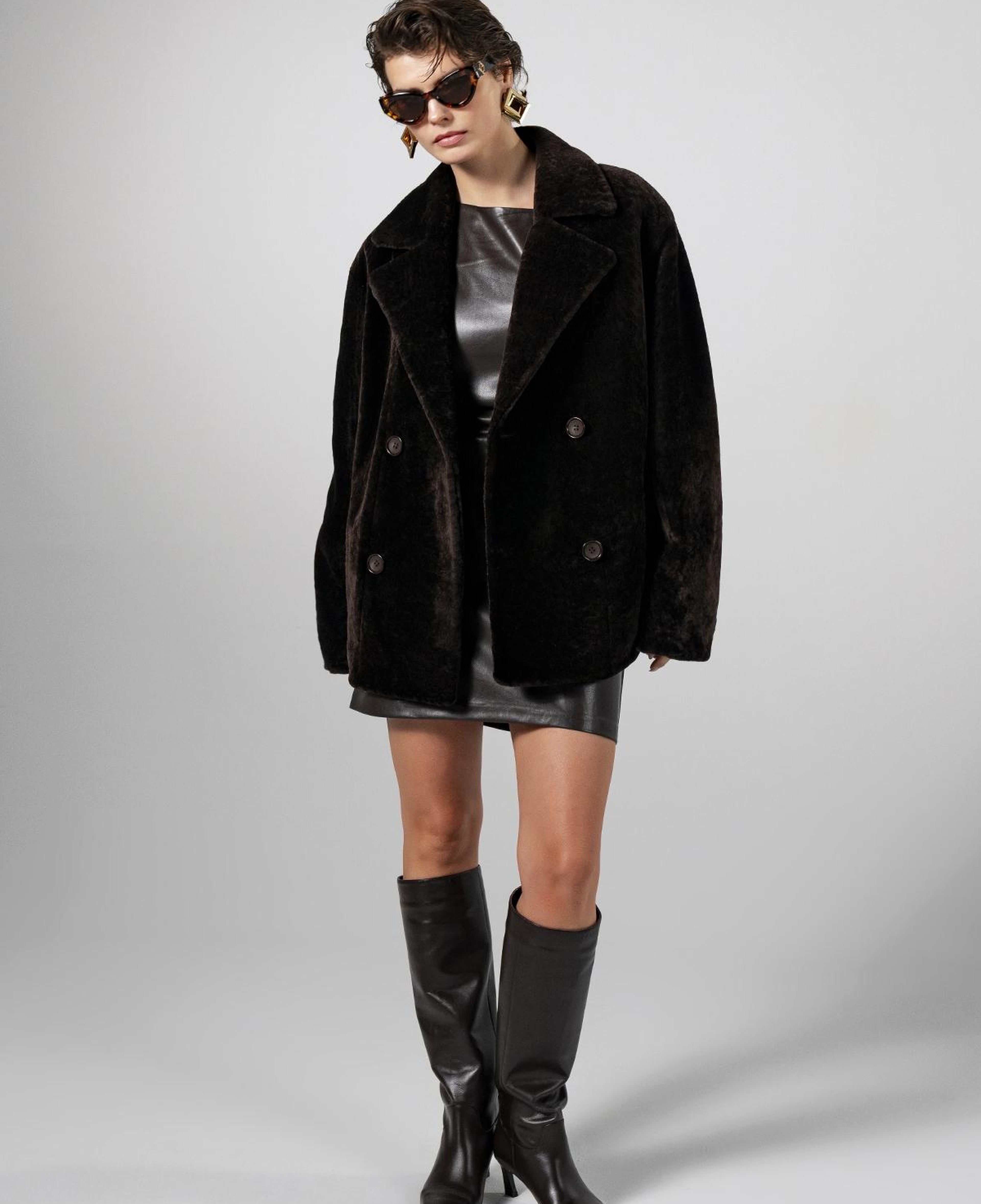 Valmenti Kadın Kuzu Kürk Kahverengi Kaban