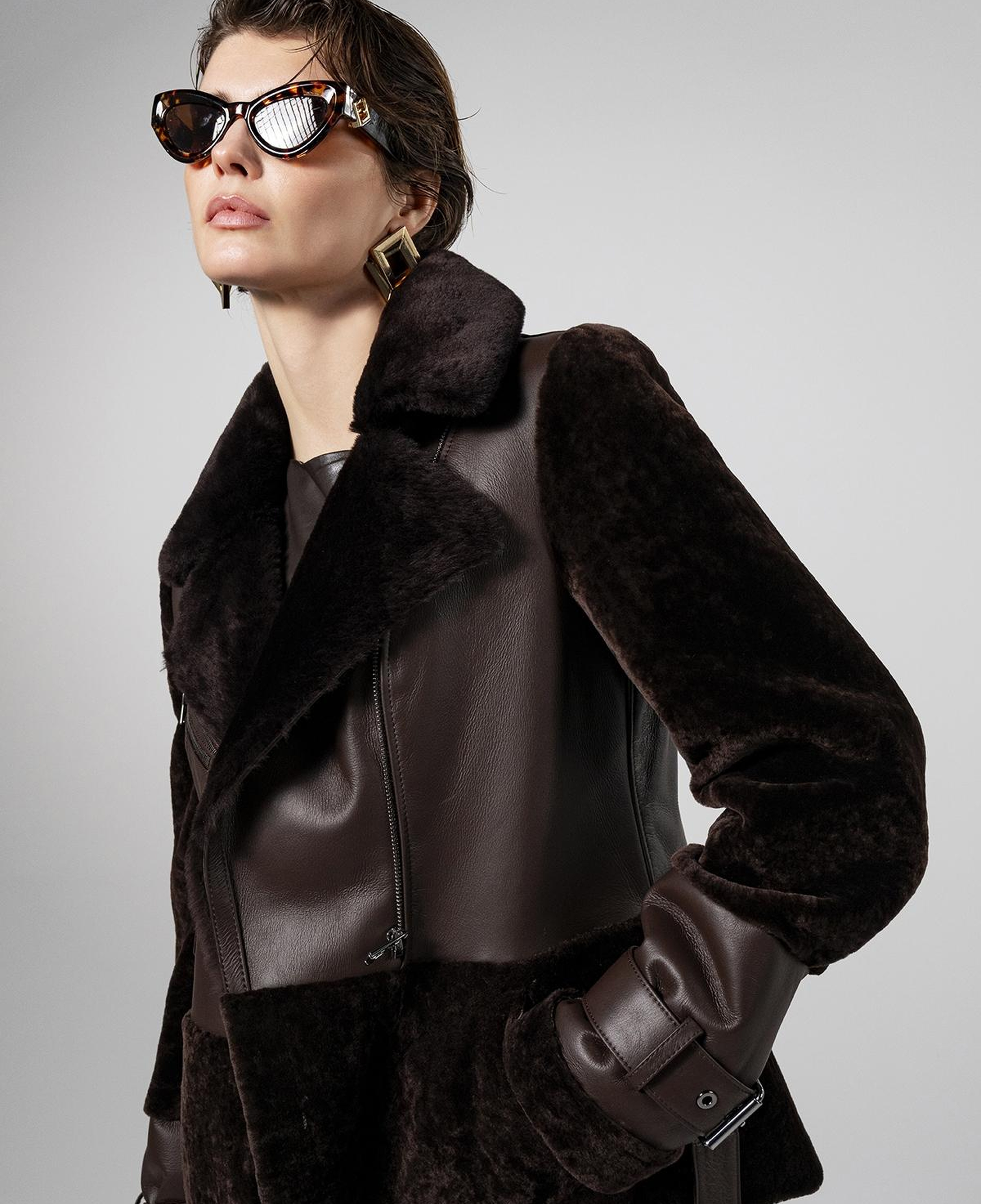 Valmenti Kadın Kuzu Kürk Kahverengi Kaban