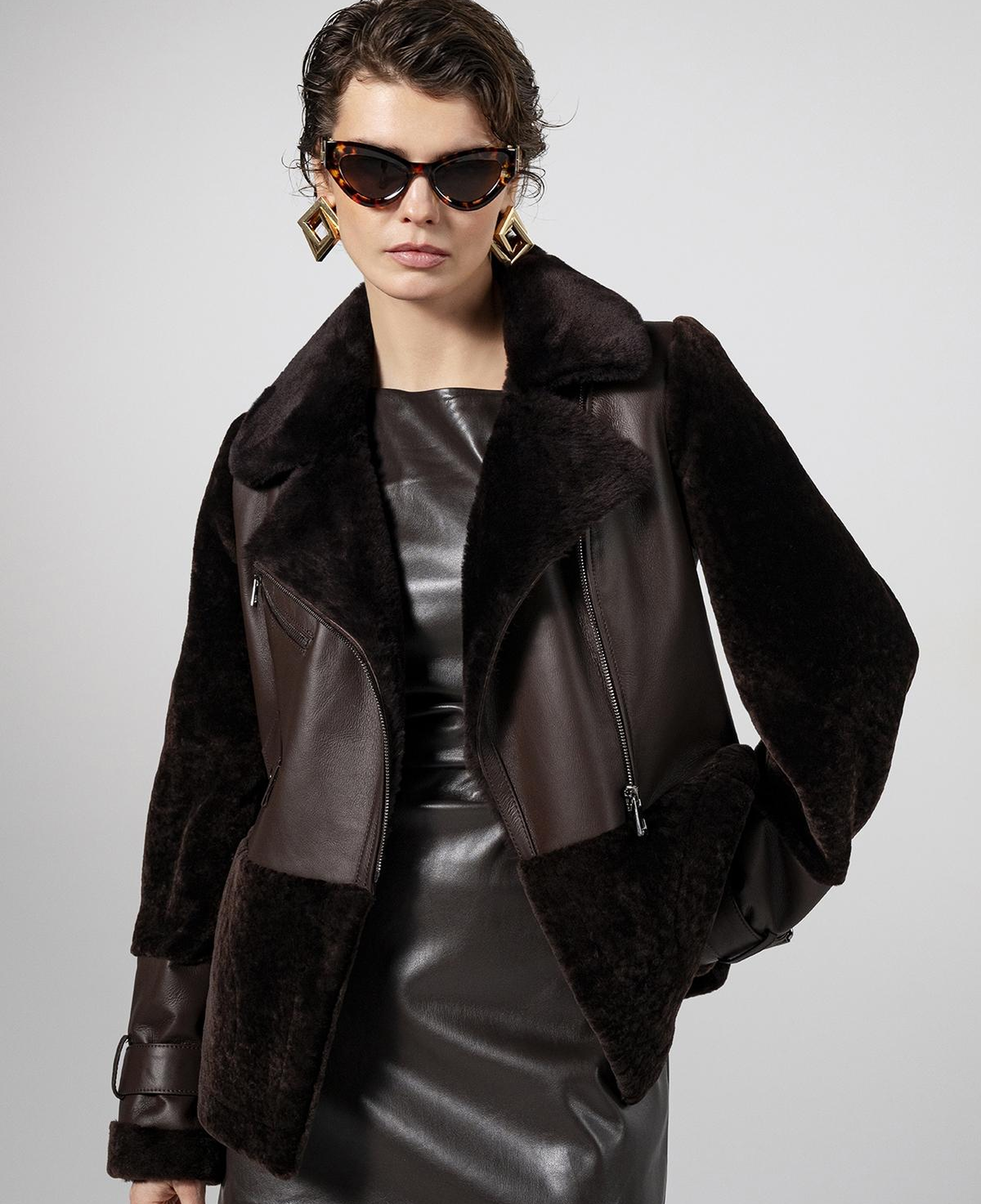 Valmenti Kadın Kuzu Kürk Kahverengi Kaban