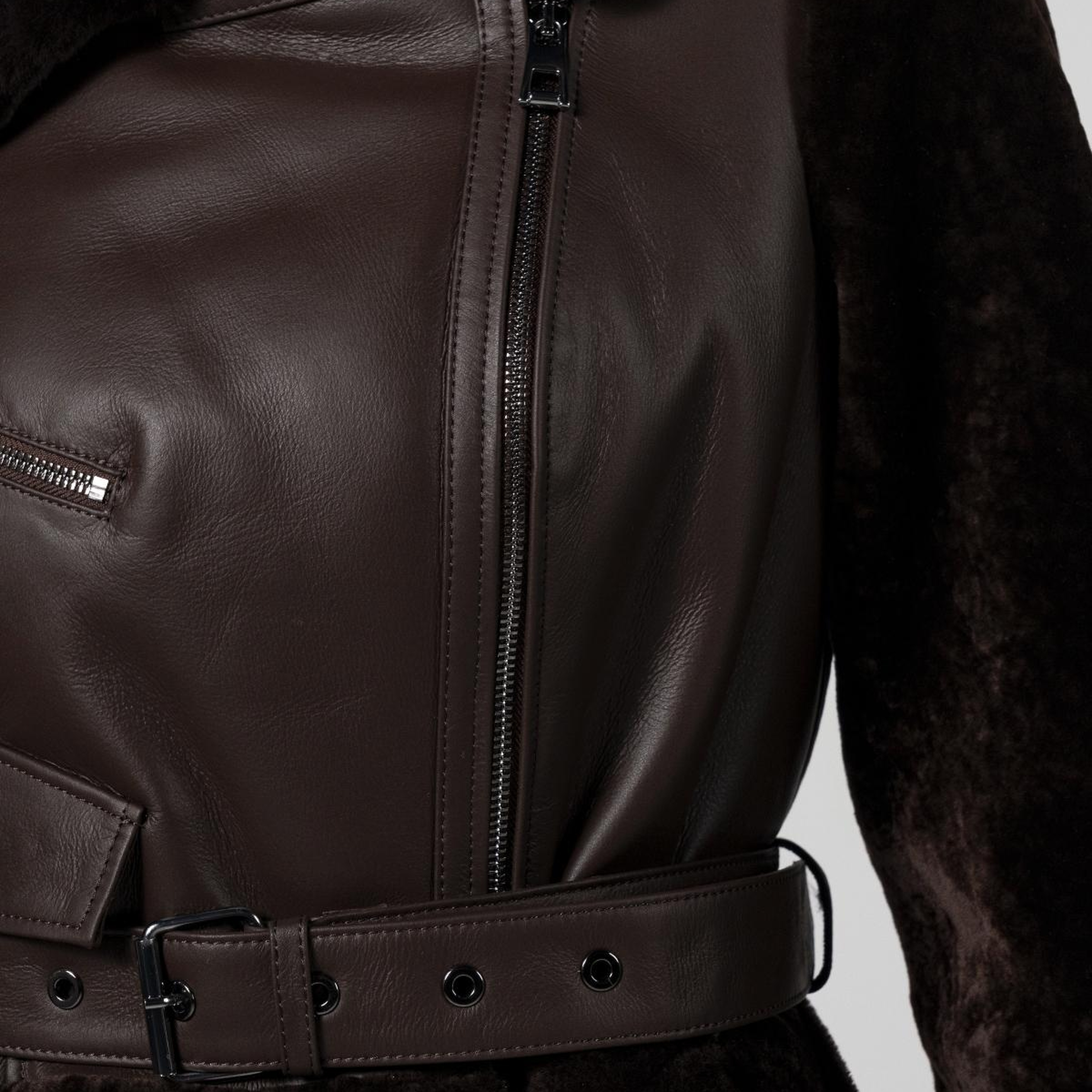 Valmenti Kadın Kuzu Kürk Kahverengi Kaban