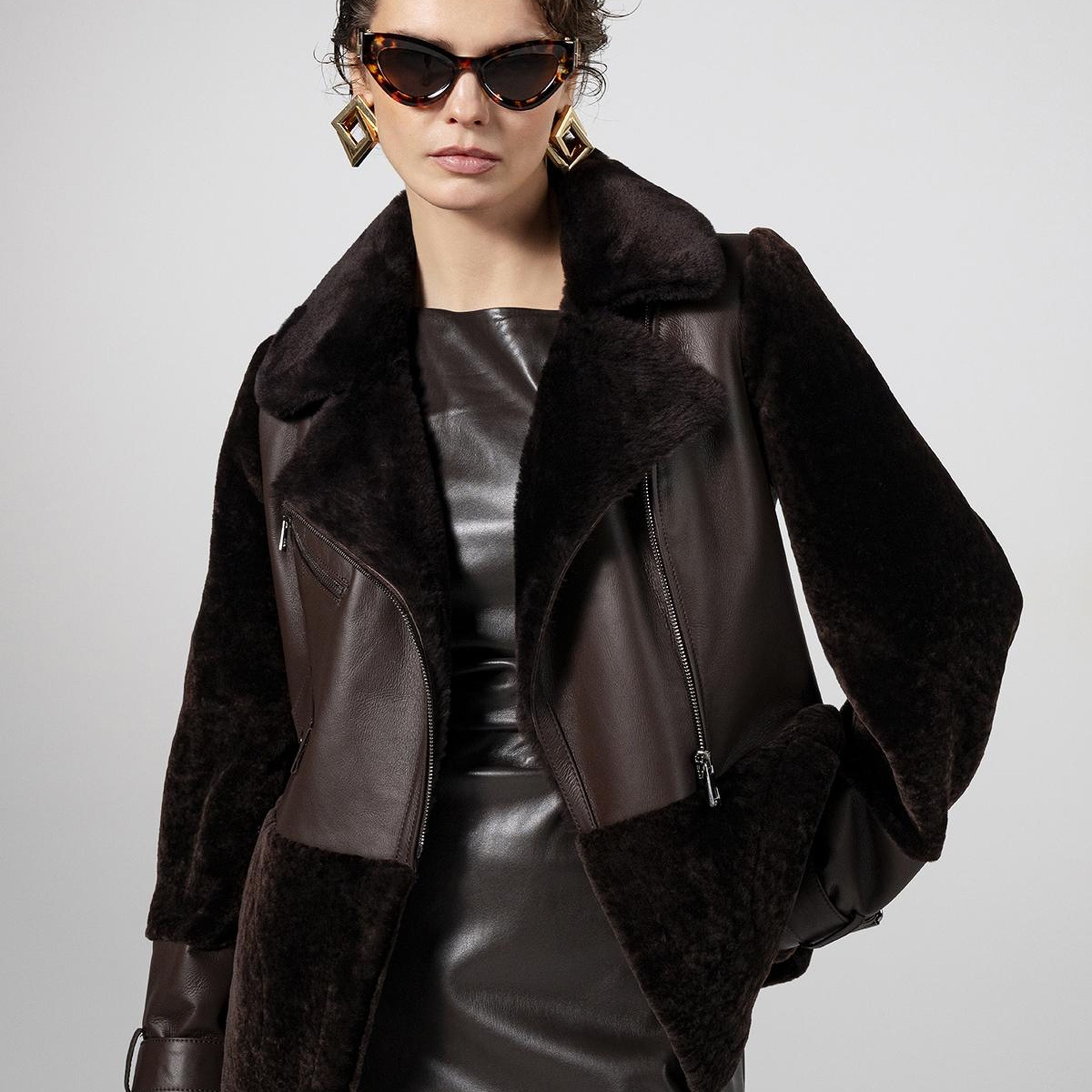 Valmenti Kadın Kuzu Kürk Kahverengi Kaban