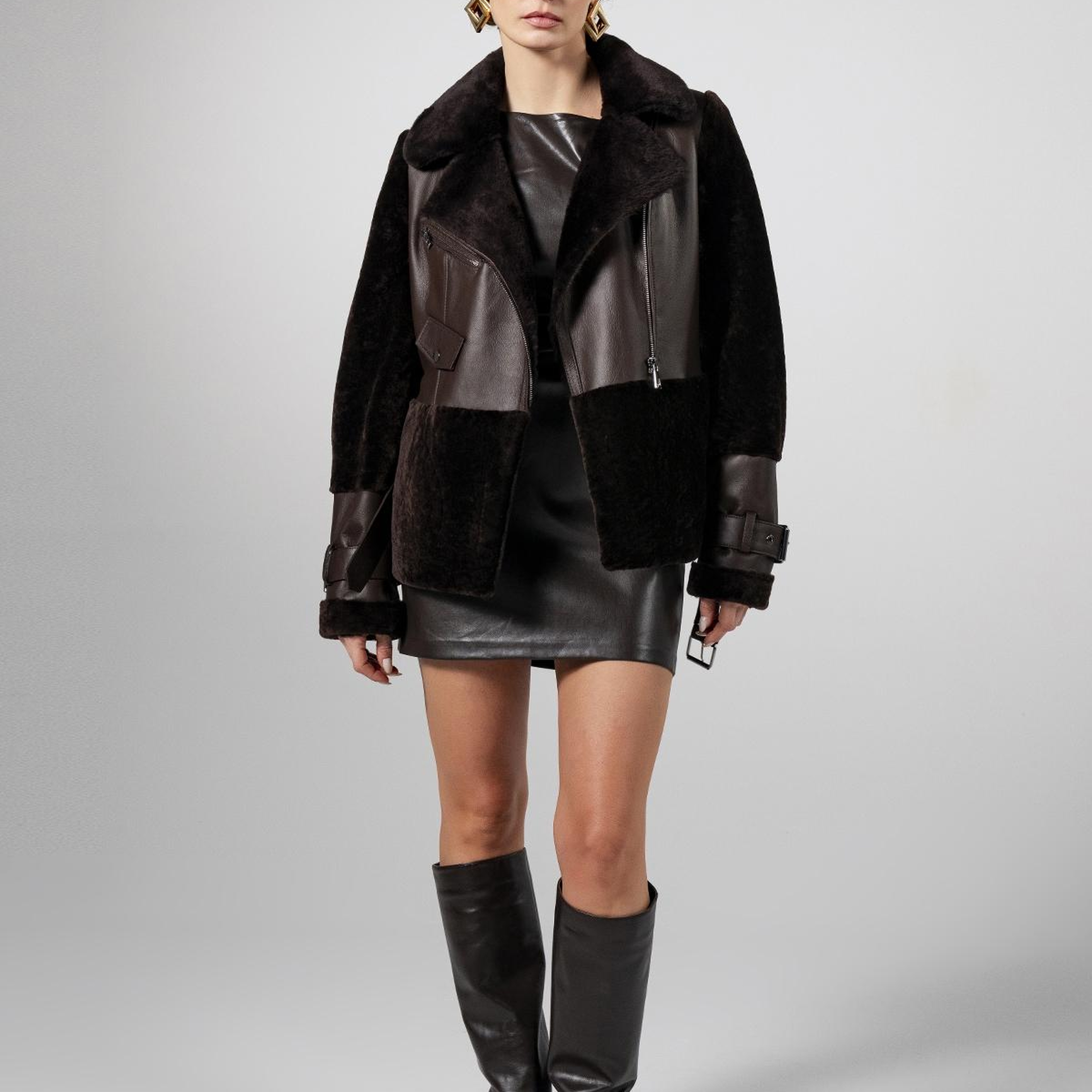 Valmenti Kadın Kuzu Kürk Kahverengi Kaban