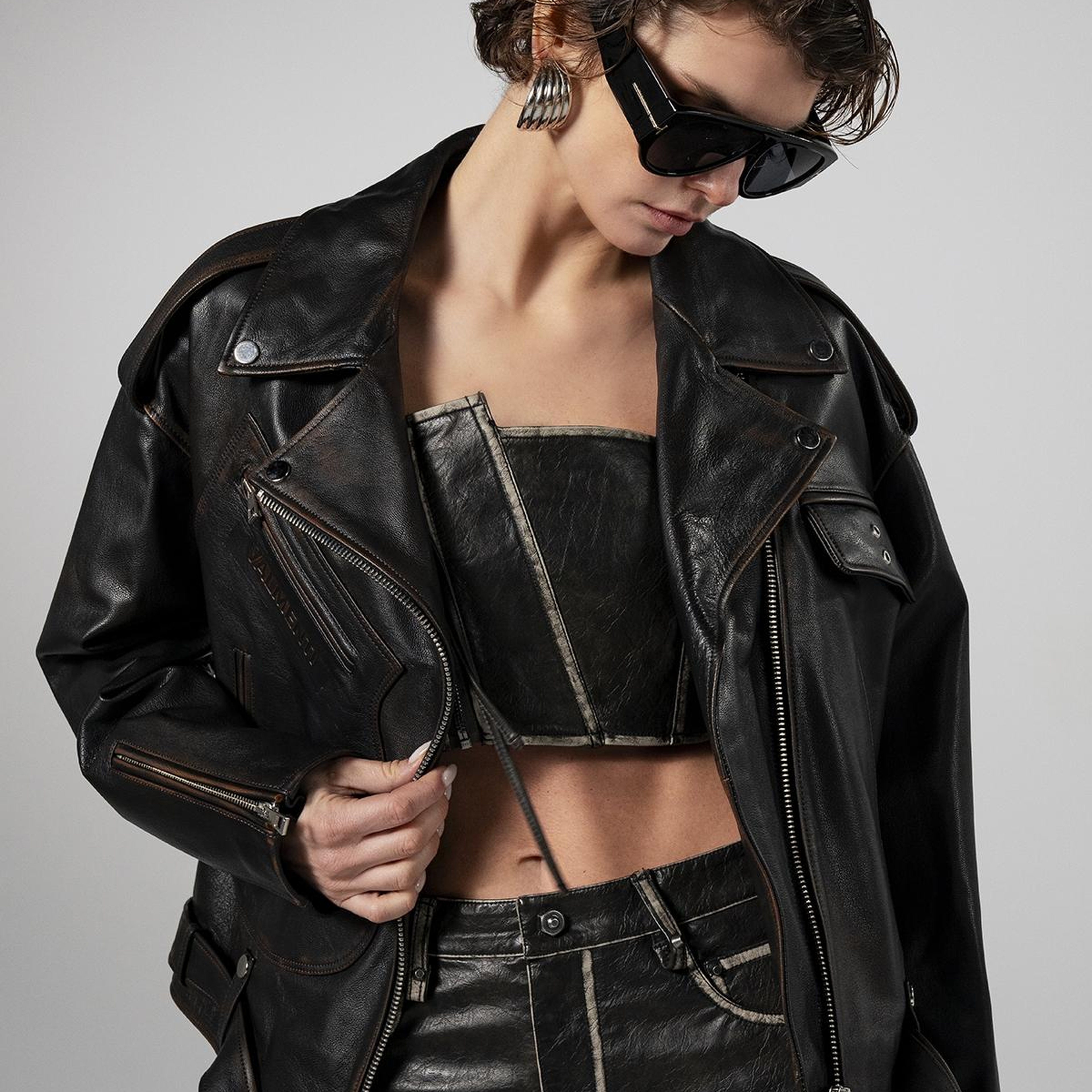 Valmenti Kadın Hakiki Deri Viski Eskitme Deri Mont