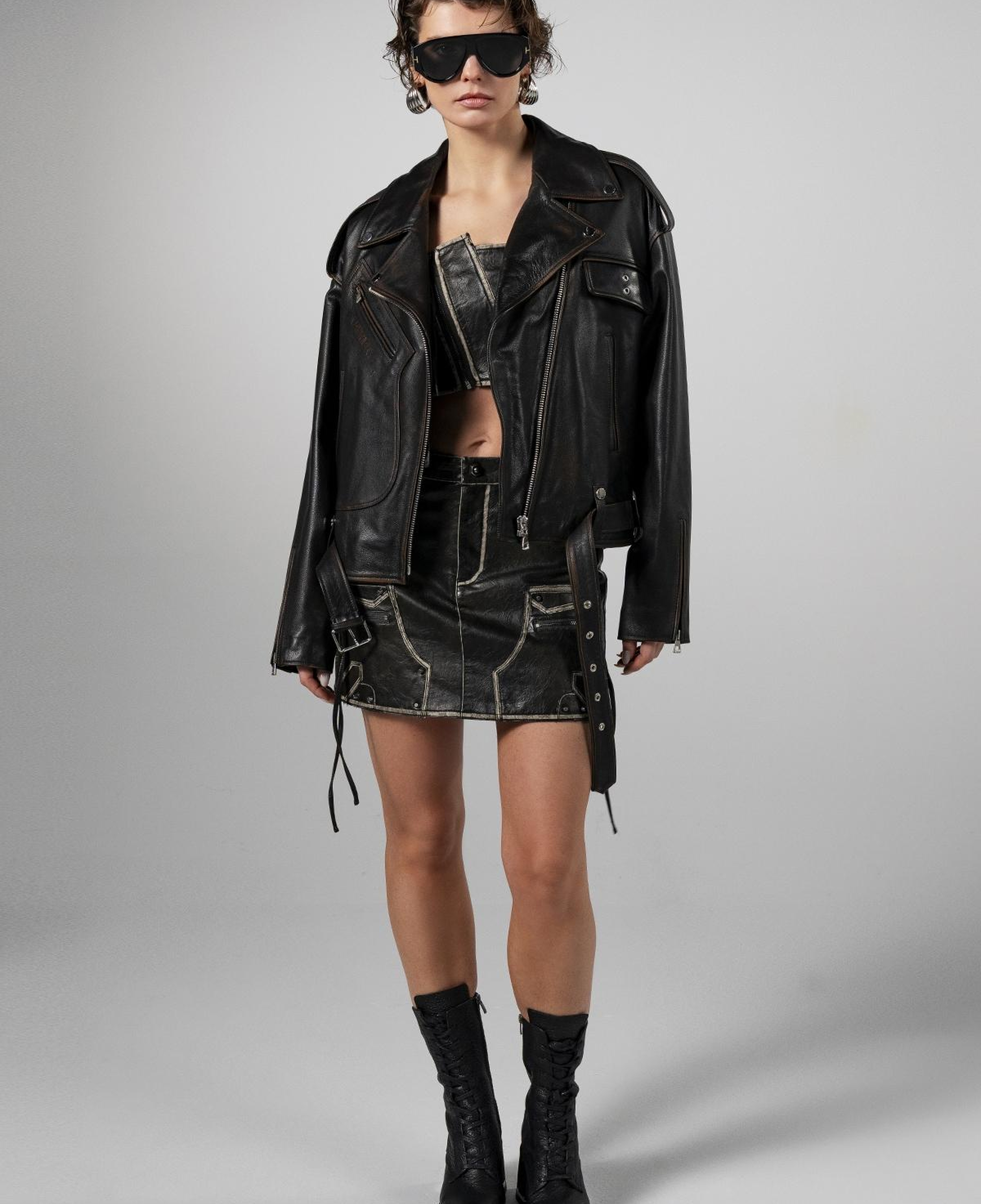 Valmenti Kadın Hakiki Deri Viski Eskitme Deri Mont