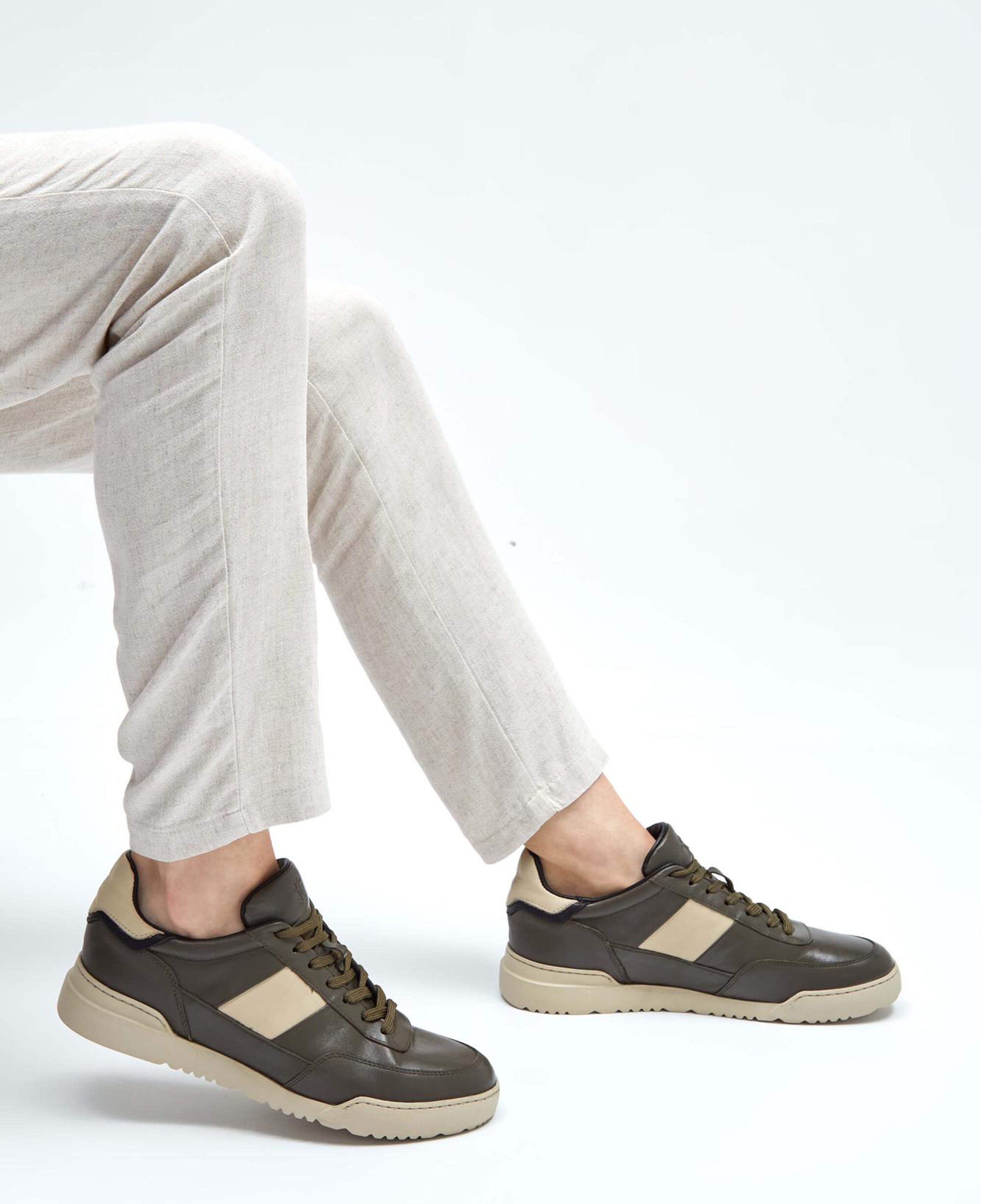 Tamer Tanca Erkek Hakiki Deri Haki/Vizon Sneakers & Spor Ayakkabı