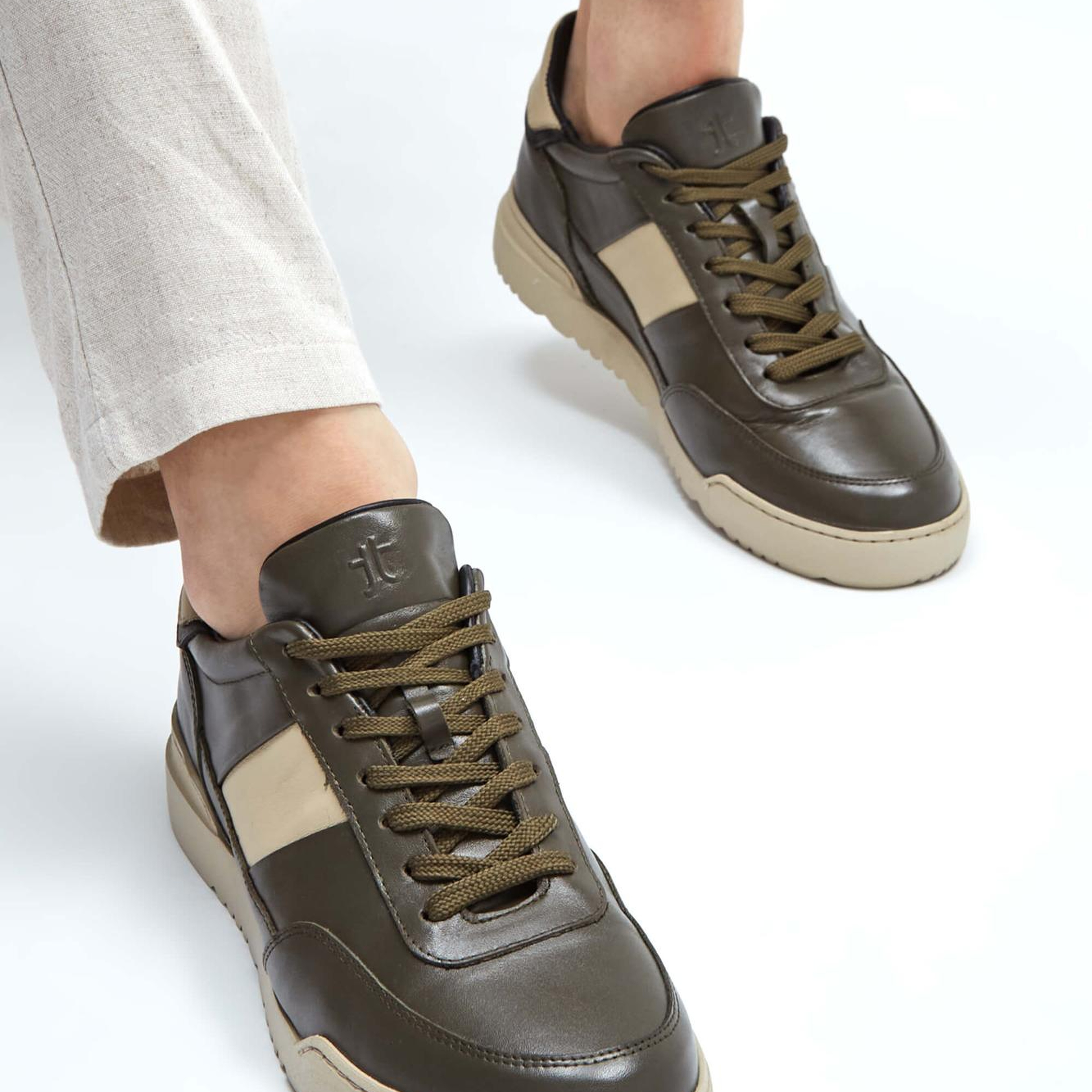 Tamer Tanca Erkek Hakiki Deri Haki/Vizon Sneakers & Spor Ayakkabı